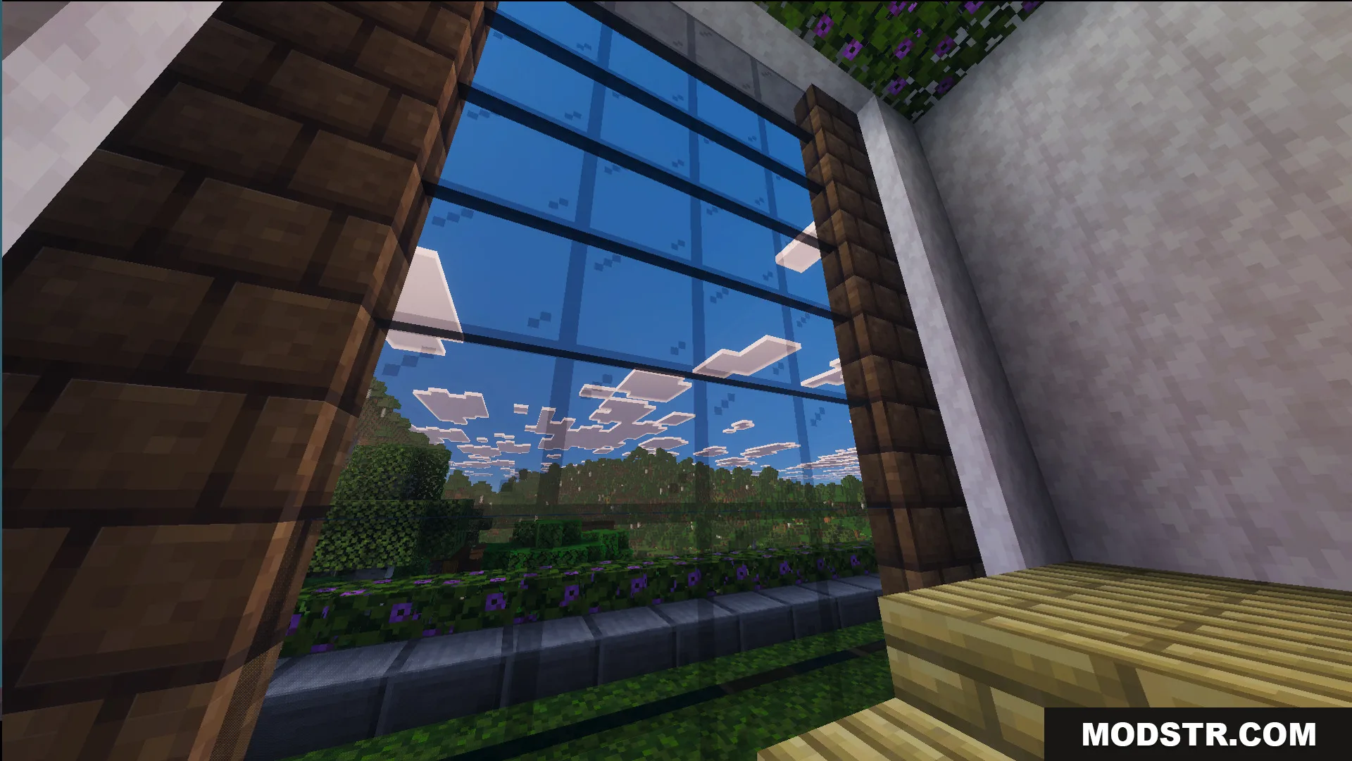 Survival Modern House 10 Map Screenshot 7 Survival Modern House 10 Map features a large window overlooking the landscape