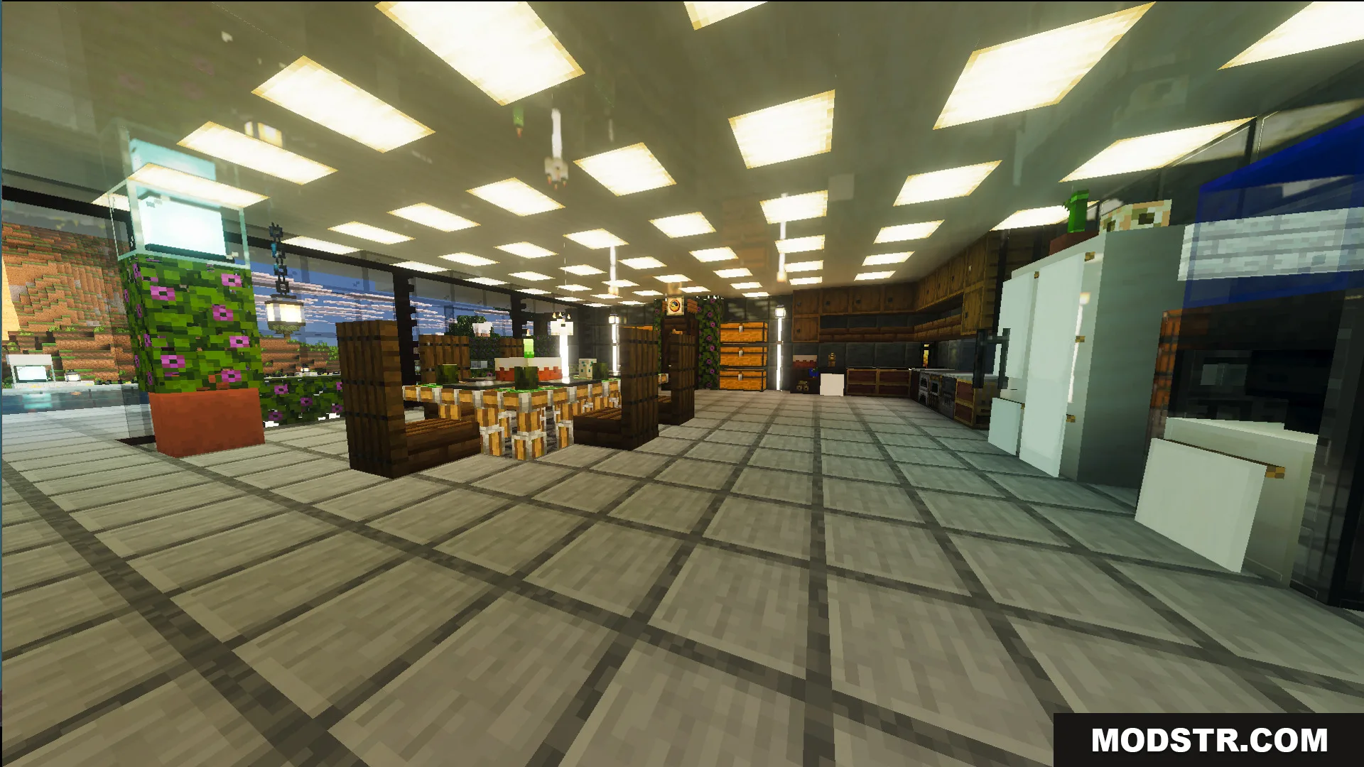 Survival Modern House 13 Map Screenshot 5 Interior view of the Survival Modern House 13 Map showing custom furniture