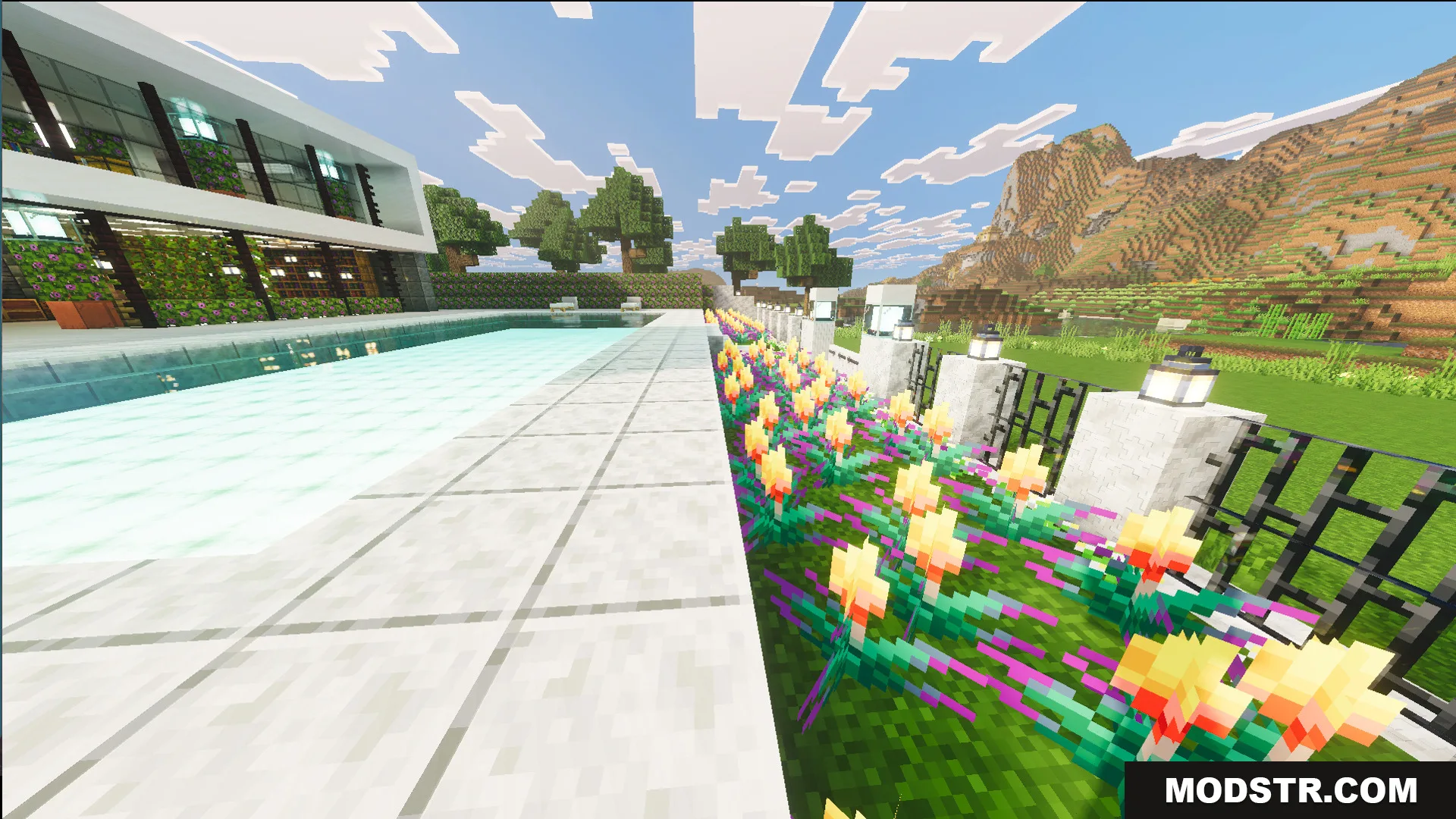 Survival Modern House 13 Map Screenshot 9 Survival Modern House 13 Map featuring a large white mansion and pool