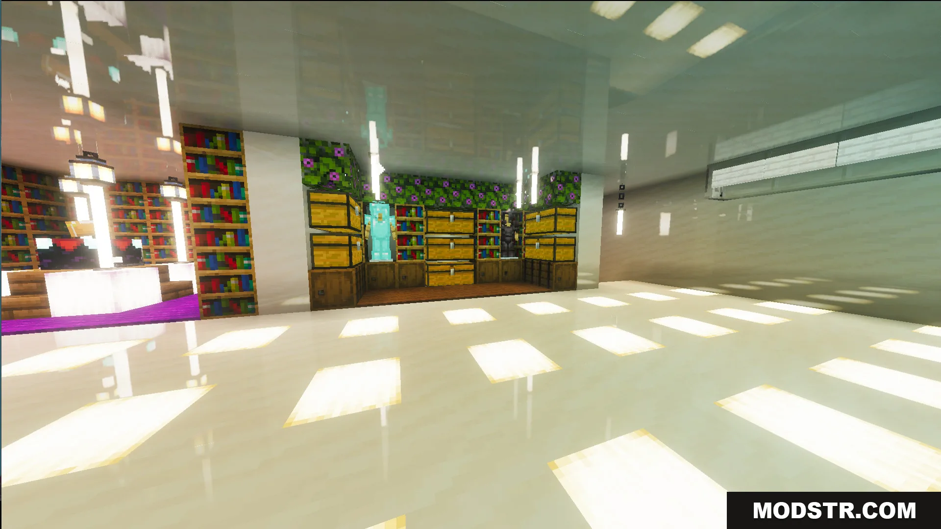 Survival Modern House 13 Map Screenshot 3 Interior storage room with armor stands in the Survival Modern House 13 map