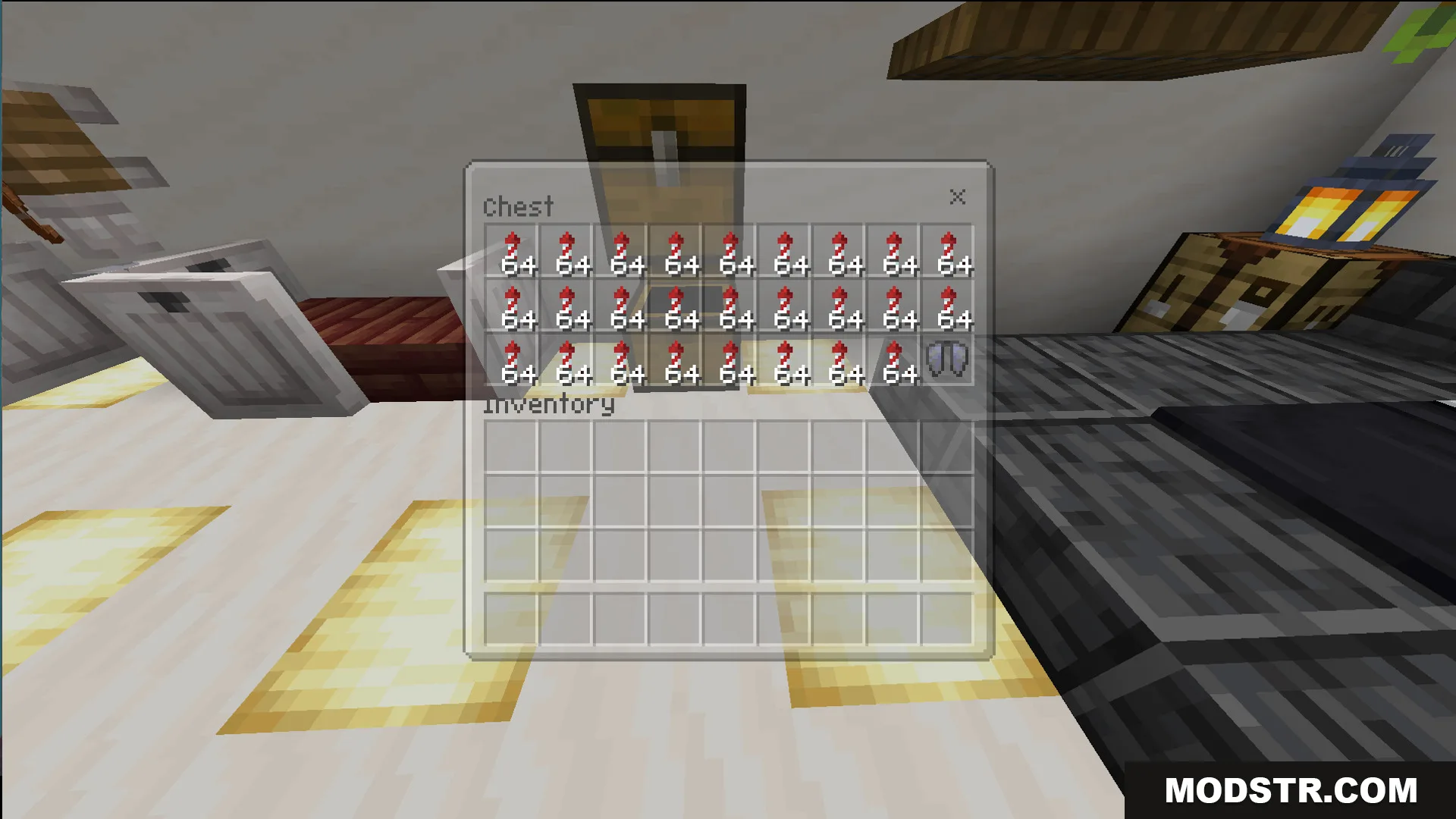 Survival Modern House 13 Map Screenshot 1 Chest inventory showing useful items hidden inside the custom furniture