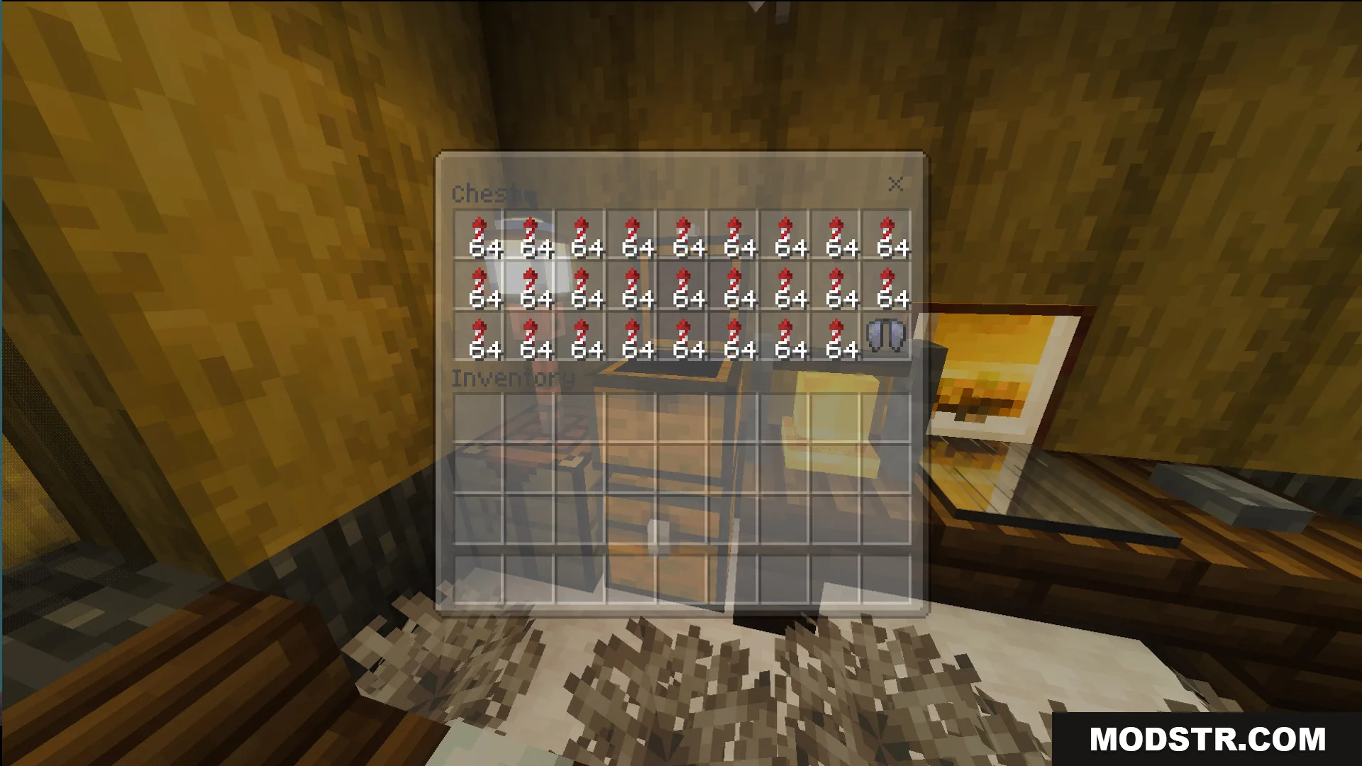 Survival Modern House 19 Map Screenshot 1 A chest interface filled with stacks of red candles and other survival items