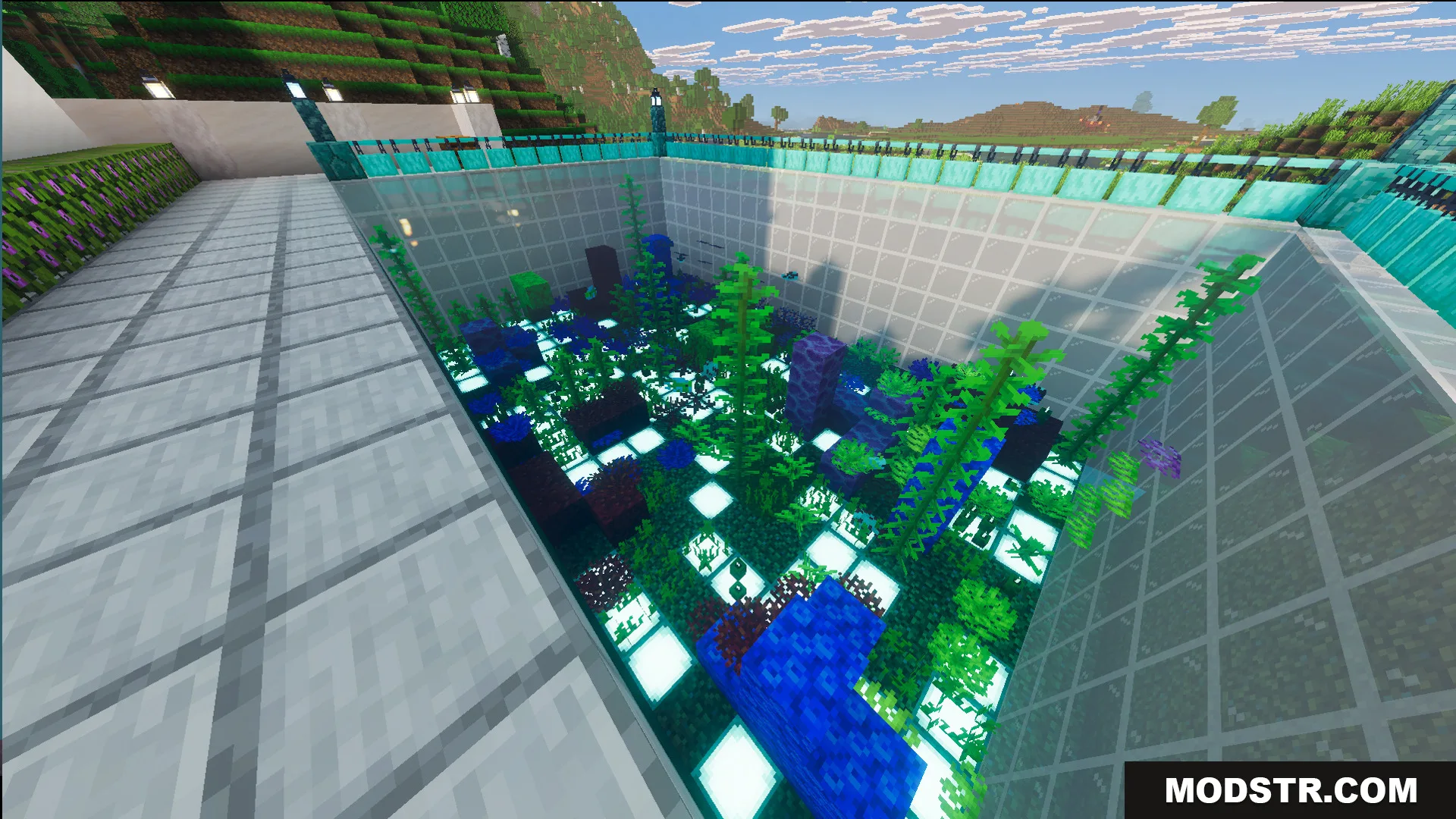 Survival Modern House 23 Map Screenshot 3 Survival Modern House Map includes a large swimming pool with colorful coral