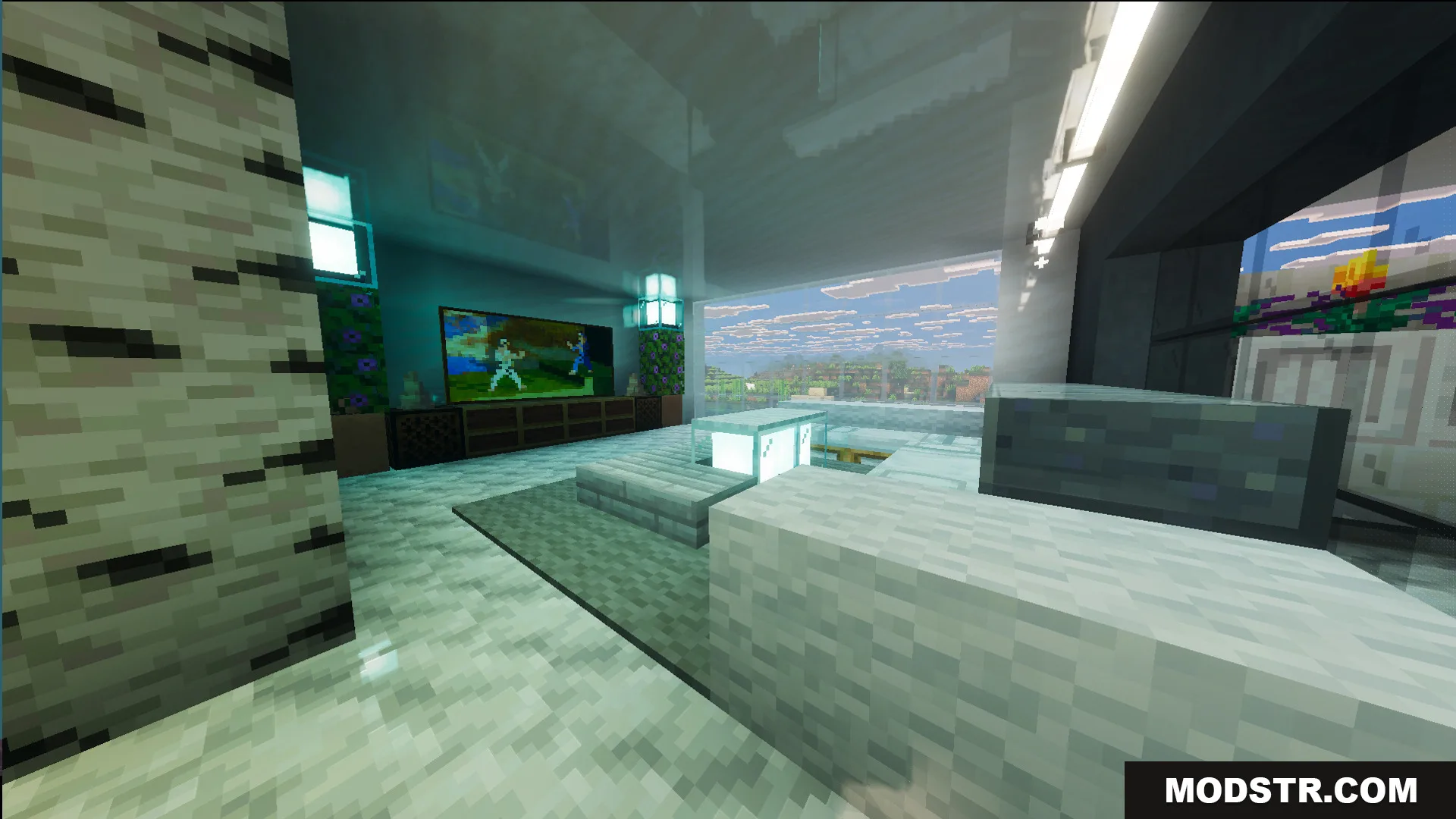 Survival Modern House 31 Map Screenshot 7 Modern living room with a television in the Survival Modern House map