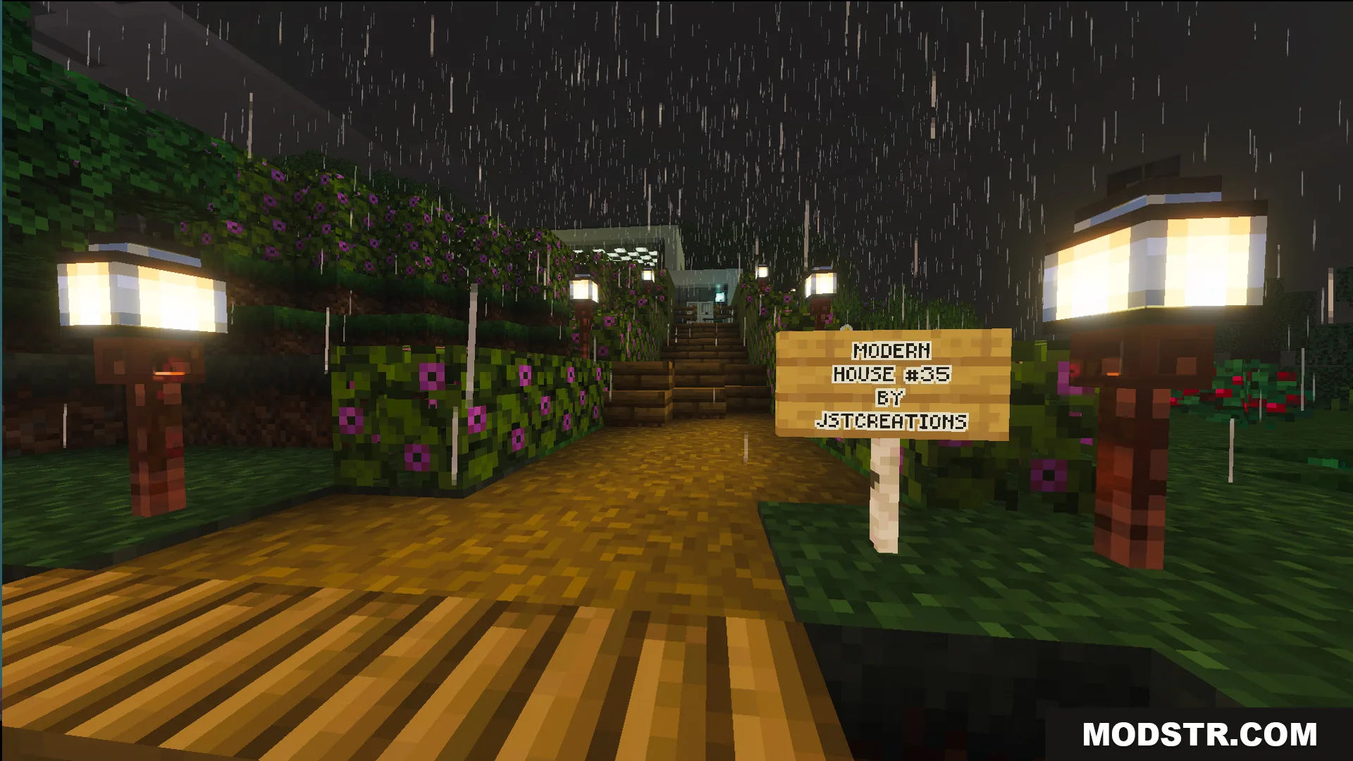 Survival Modern House 35 Map Screenshot 8 A wooden sign marks the entrance to the Survival Modern House map