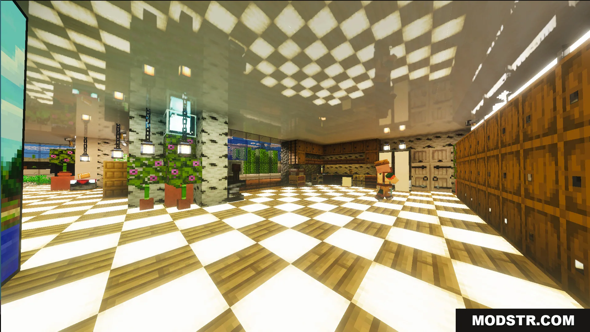 Survival Modern House 36 Map Screenshot 9 Survival Modern House Map featuring a kitchen with a glowing checkered floor