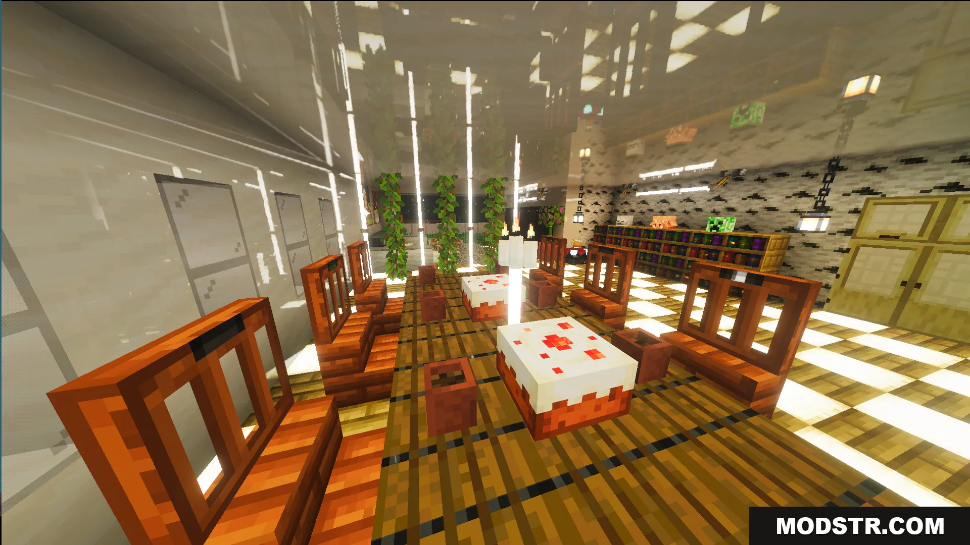 Survival Modern House 36 Map Screenshot 7 Survival Modern House Map features a dining area with glowing checkered floors