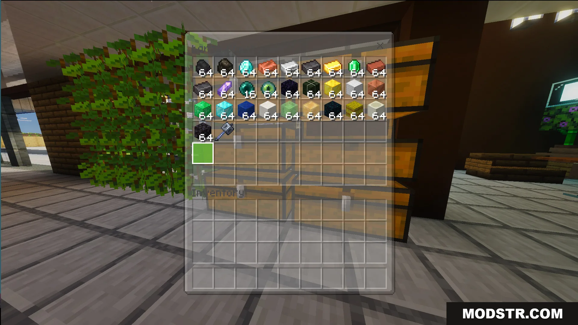 Chest inventory showing stacks of diamonds netherite and other valuable survival resources