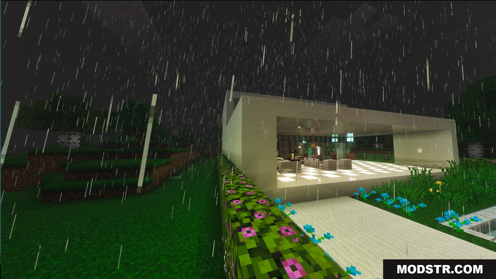 Survival Modern House 42 Map Screenshot 1 Modern white home in a green plains biome with an outdoor pool