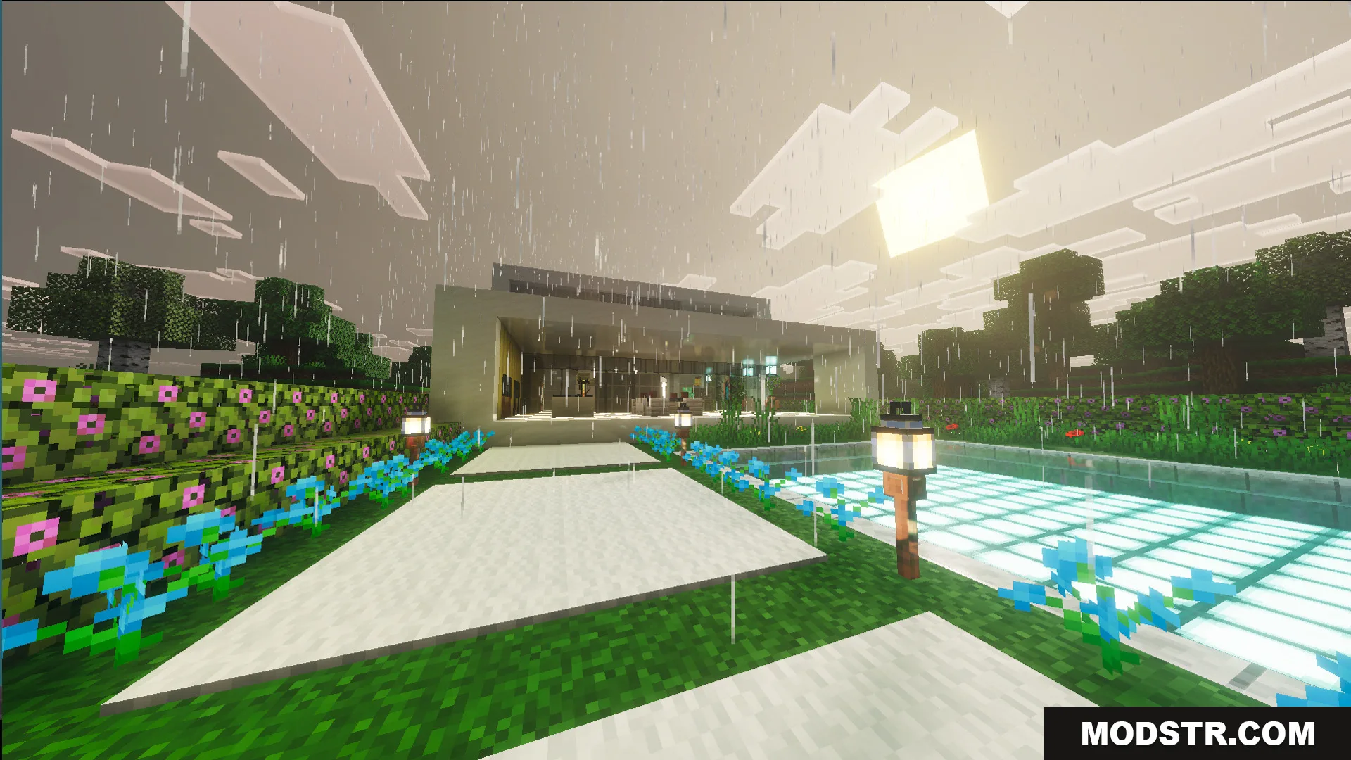 Survival Modern House 42 Map Screenshot 4 Survival Modern House 42 Map features a white home with a swimming pool