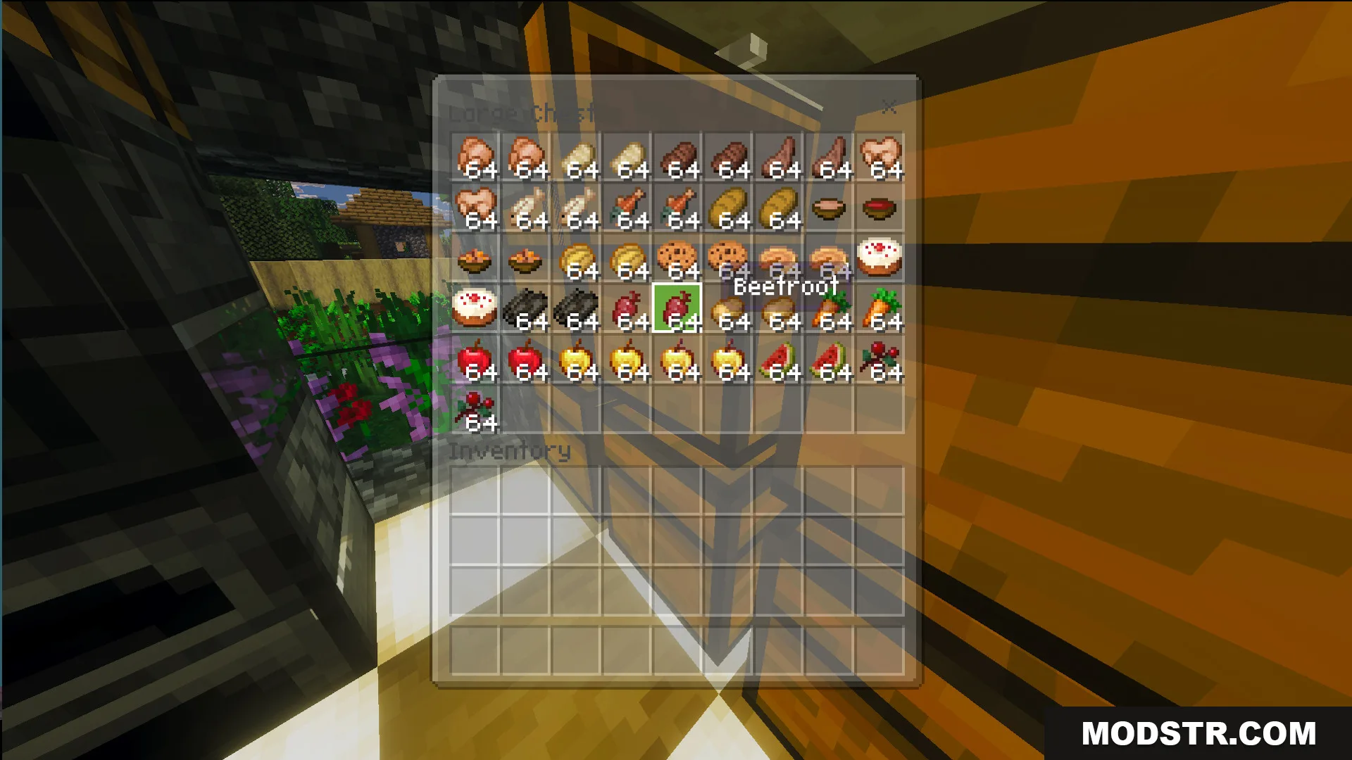 Survival Modern House 44 Map Screenshot 3 A chest interface filled with stacks of food items for survival mode