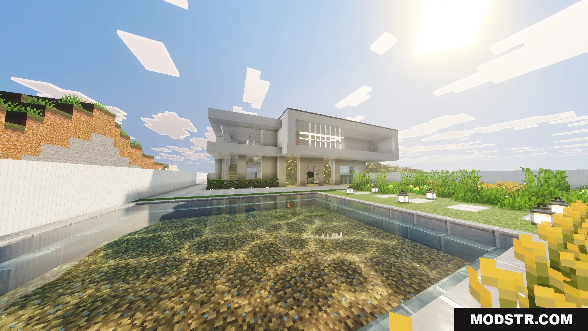 Survival Modern House 79 Map Screenshot 8 Survival Modern House 79 Map features a white villa and private swimming pool