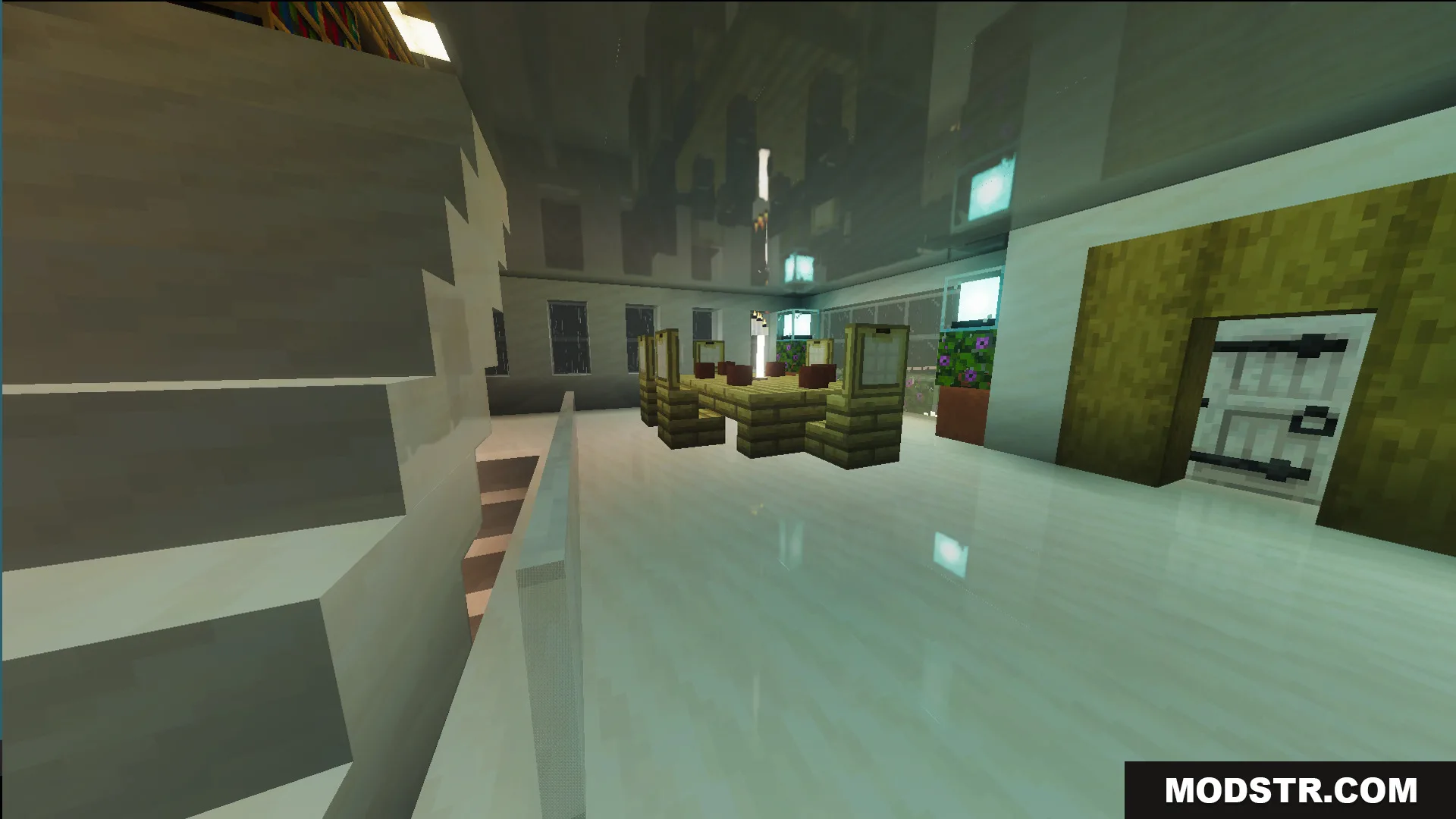 Survival Modern House 80 Map Screenshot 5 Modern house interior showing a dining area with wooden chairs and white walls