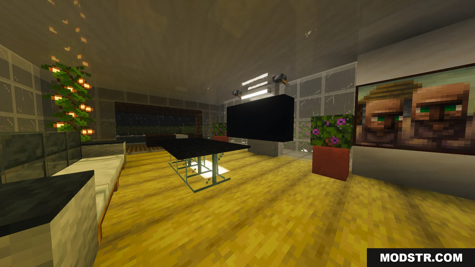 Interior view of Survival Modern House 85 Map featuring a villager painting