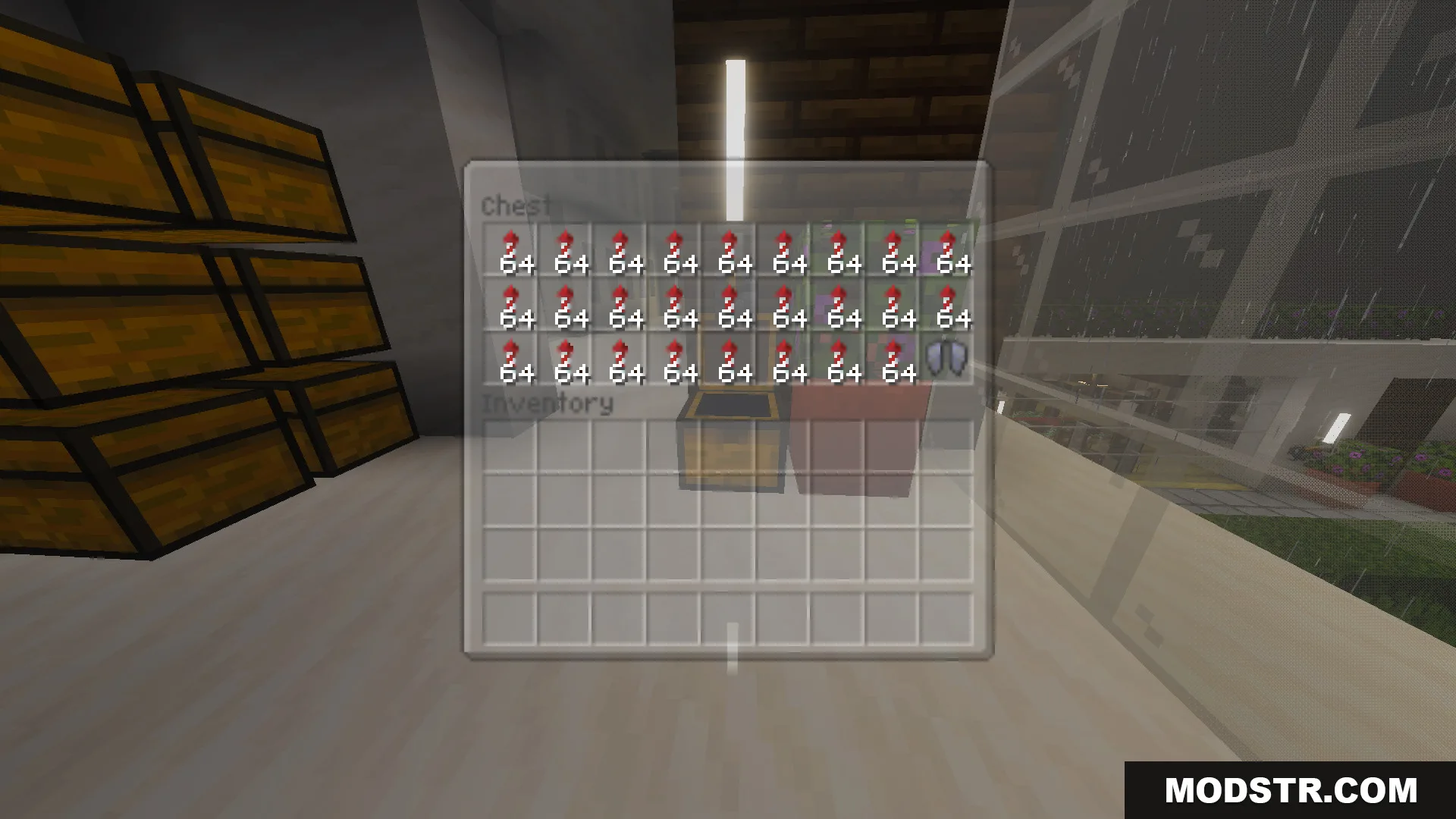 Open chest interface showing stacks of items inside the Survival Modern House 85 Map