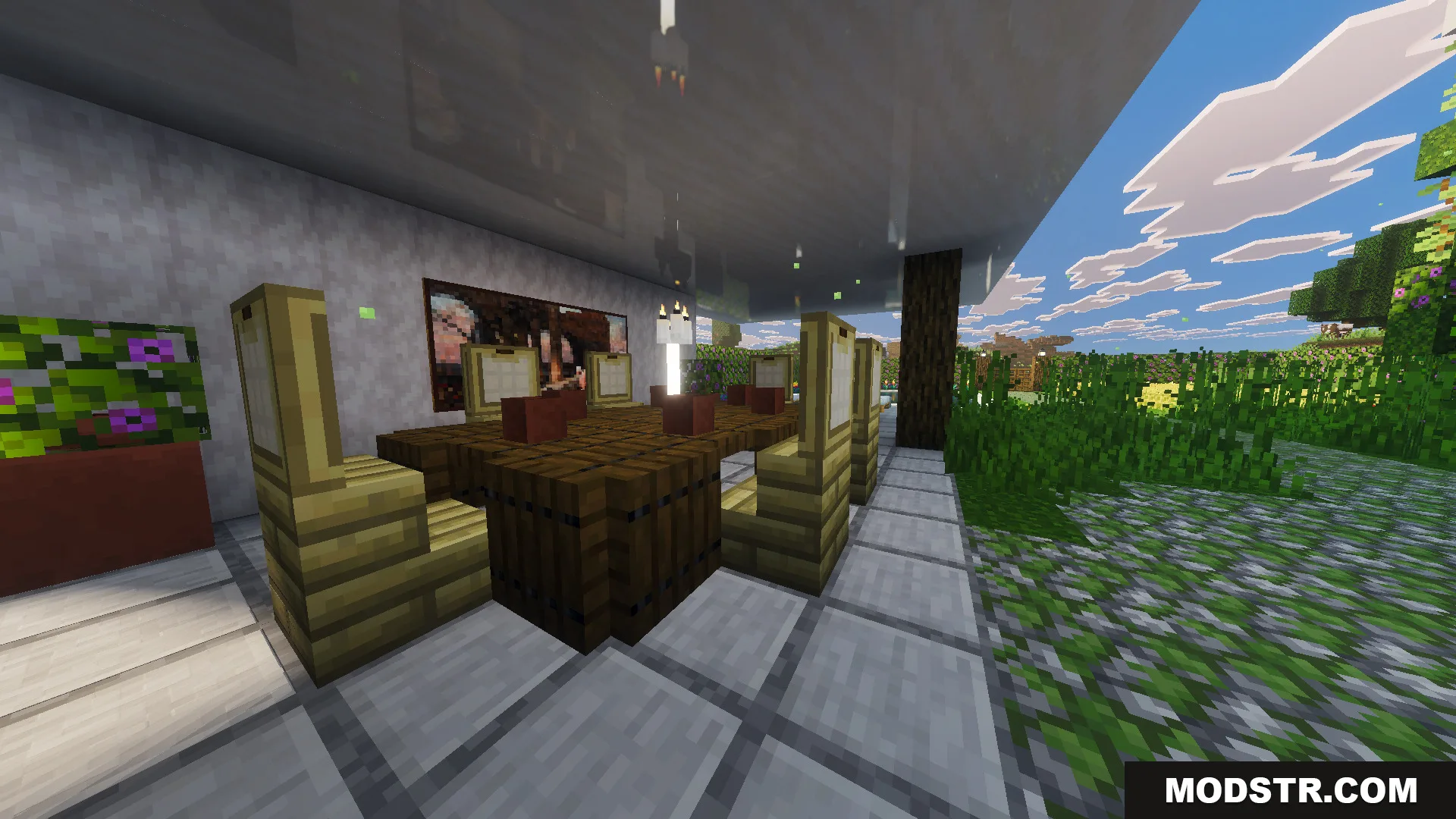 Survival Modern House 91 Map Screenshot 7 Detailed dining room inside the Survival Modern House Map with wooden furniture