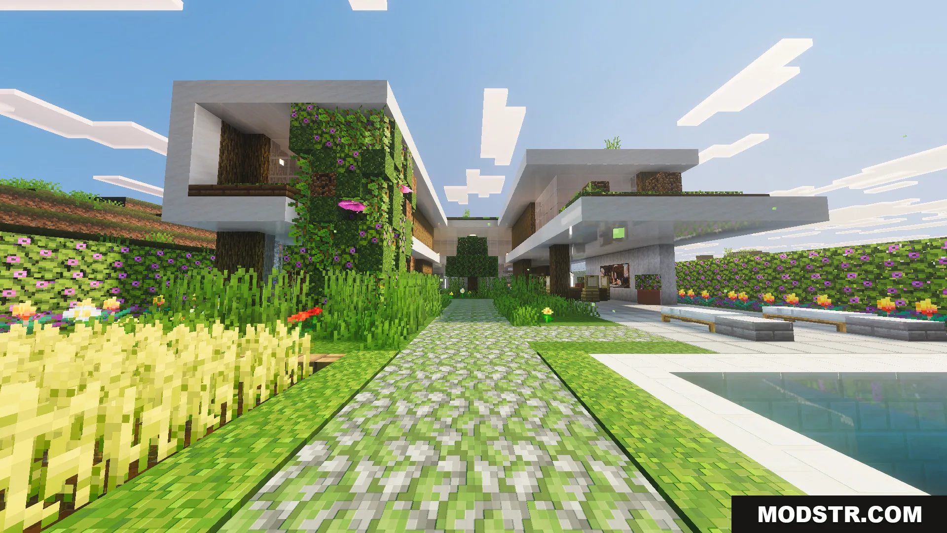 Survival Modern House 91 Map Screenshot 12 Survival Modern House Map features a luxury villa with a large pool