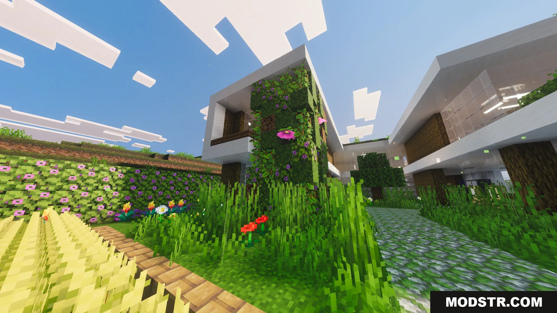 Survival Modern House 91 Map Screenshot 9 Survival Modern House Map featuring a lush garden and modern architecture