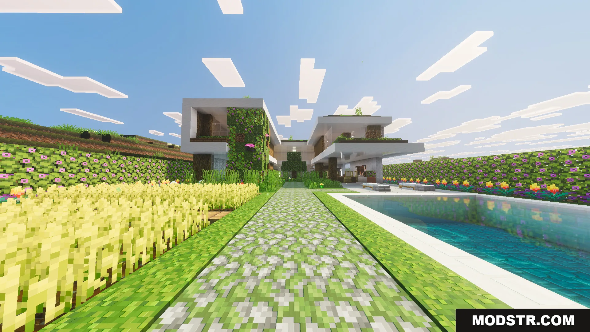 Survival Modern House 91 Map Screenshot 11 Modern luxury house with a swimming pool and a detailed garden