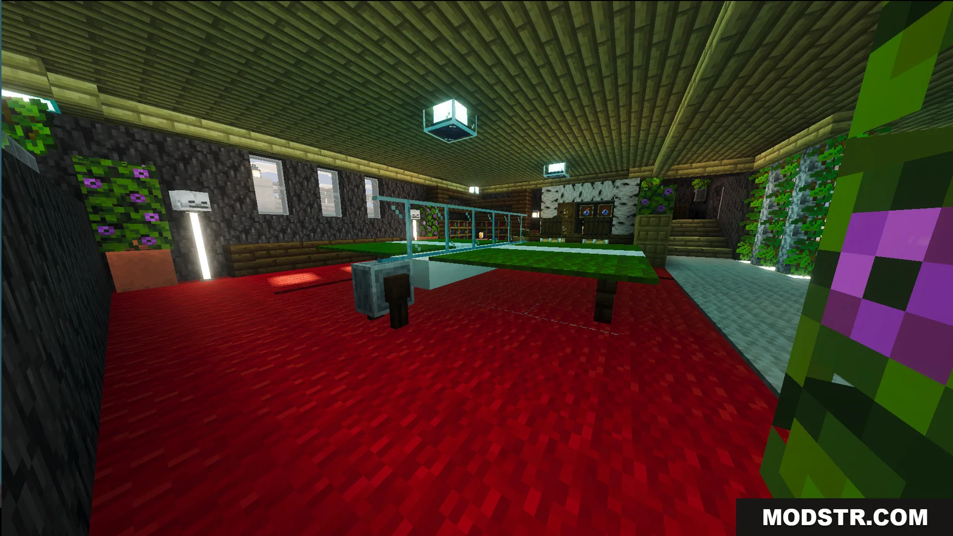 Survival Modern House Map features a custom ping pong table and red carpet
