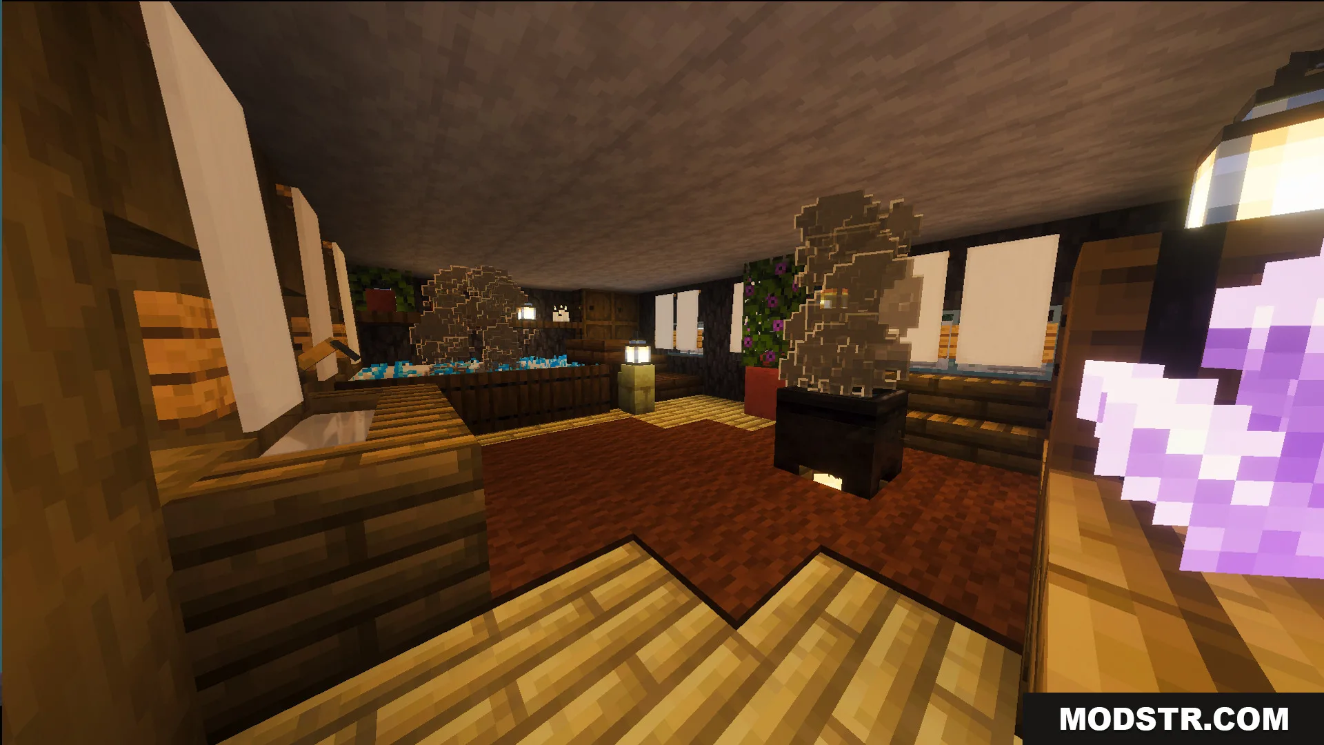 Survival Modern House 97 Map interior with a smoking cauldron and crystal