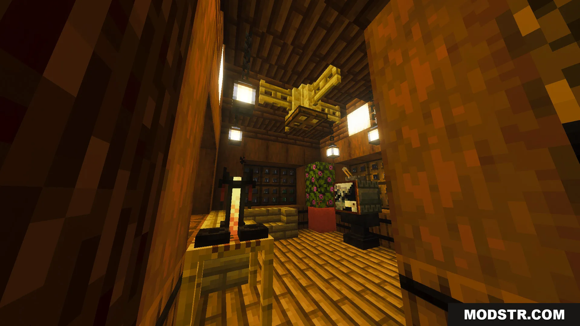 Survival Tree House 45 Map Screenshot 3 A cozy interior of the Survival Tree House Map with armor stands