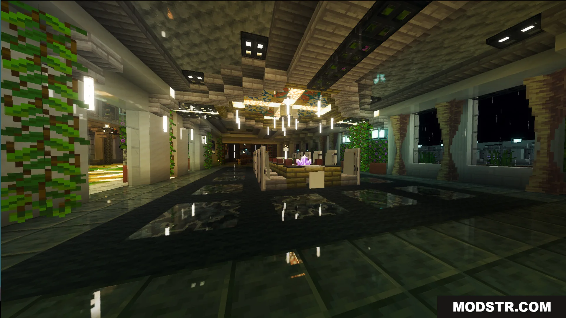 Survival Victorian Mansion Map Screenshot 4 Fully decorated interior dining room with a long table and modern lighting