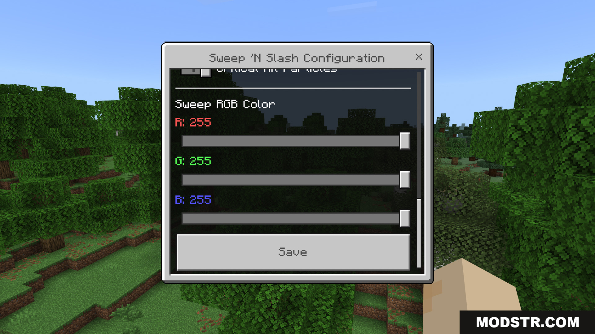Sweep N Slash Addon Screenshot 3 Players can customize the sweep attack color using RGB sliders