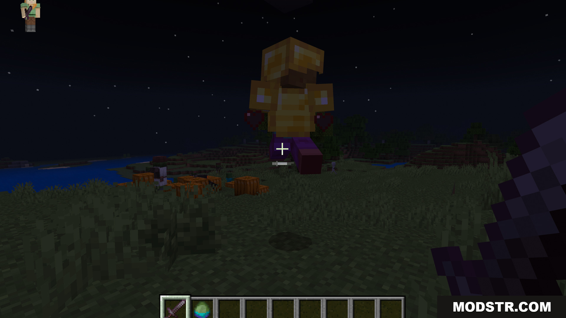 Sweep N Slash Addon Screenshot 7 A player prepares to fight a zombie in golden armor