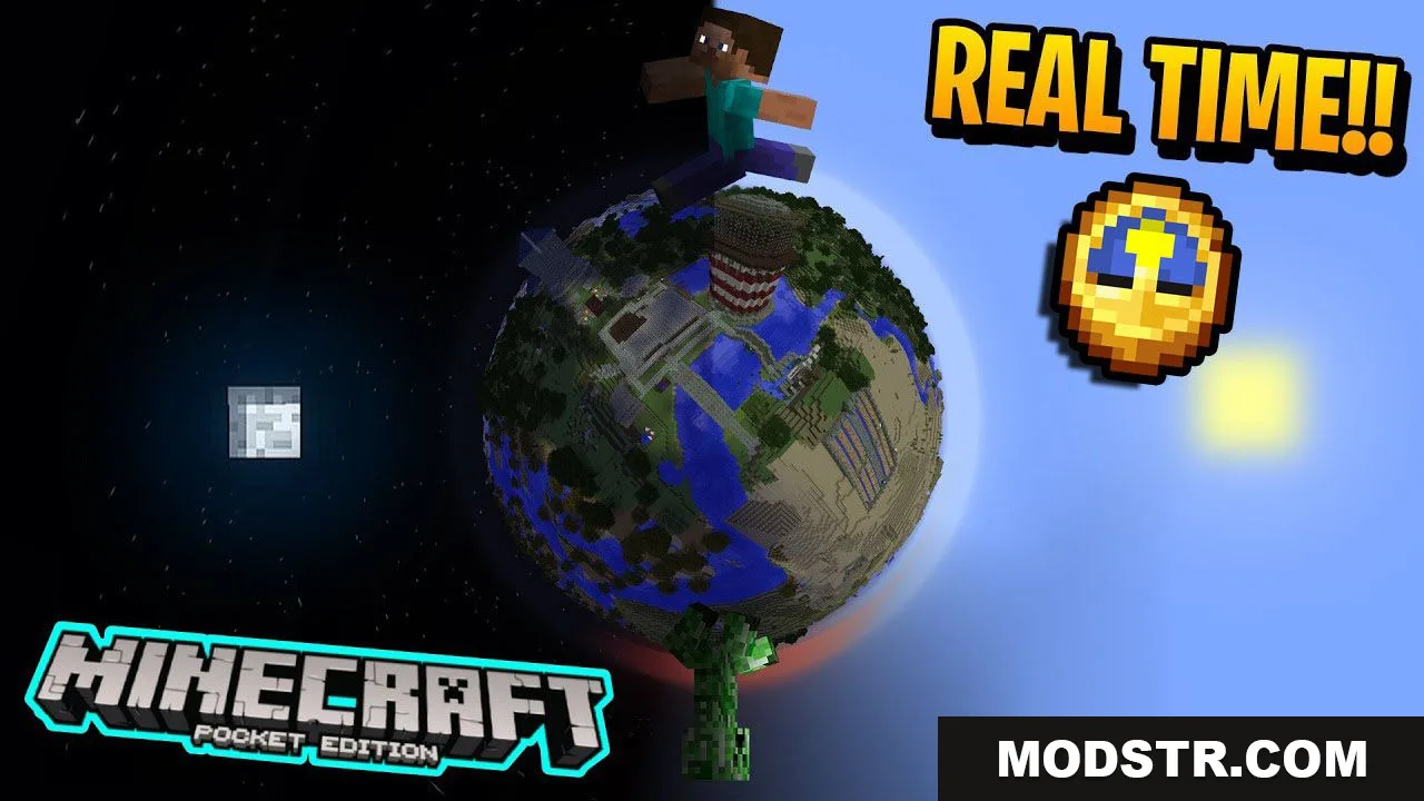 Sync Minecraft Time with Real-Time Addon (26.x, 1.21) – MCPE/Bedrock cover art
