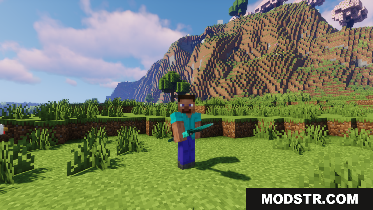 Tactical 3d Pvp Tools Weapons Texture Pack Screenshot 5 Player holding a detailed 3D modeled diamond sword