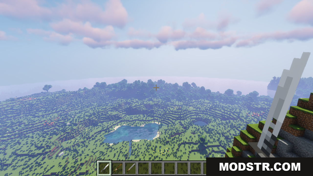 Tactical 3d Pvp Tools Weapons Texture Pack Screenshot 12 First-person view of a 3D sword overlooking the landscape