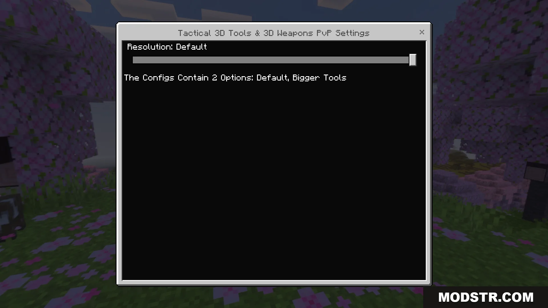 Tactical 3D Tools and 3D Weapons Pvp Texture Pack Screenshot 1 Configuration menu for Tactical 3D Tools And 3D Weapons PvP Texture Pack