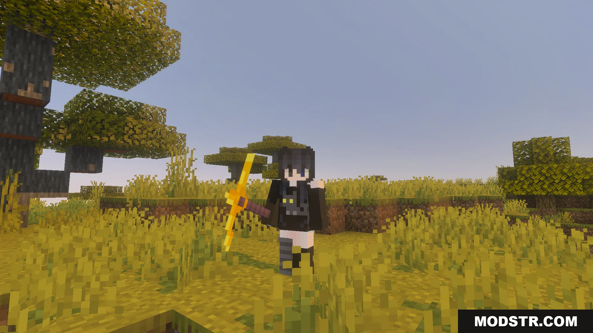 Tactical 3D Tools and 3D Weapons Pvp Texture Pack Screenshot 3 Tactical 3D Tools And 3D Weapons PvP Texture Pack showing a golden pickaxe