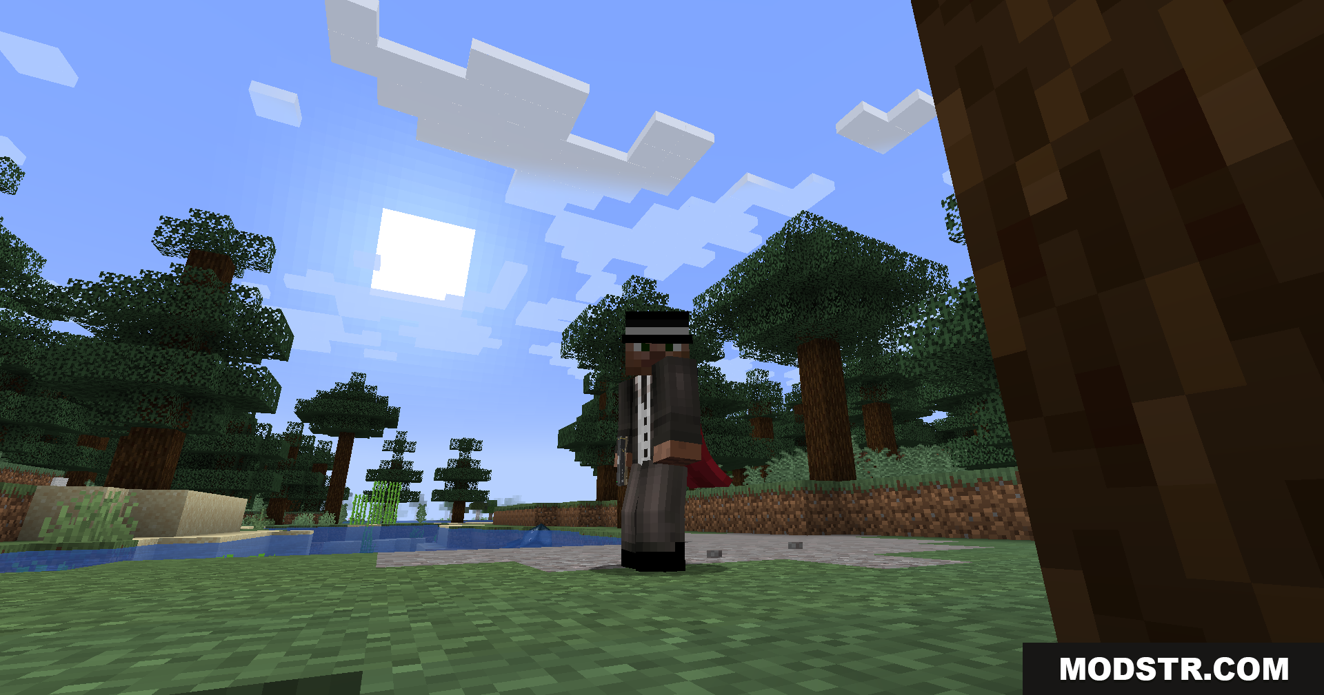 Tacz Sbw Playerrevive Gun Mod Screenshot 6 Player character wearing a suit and top hat holding a pistol