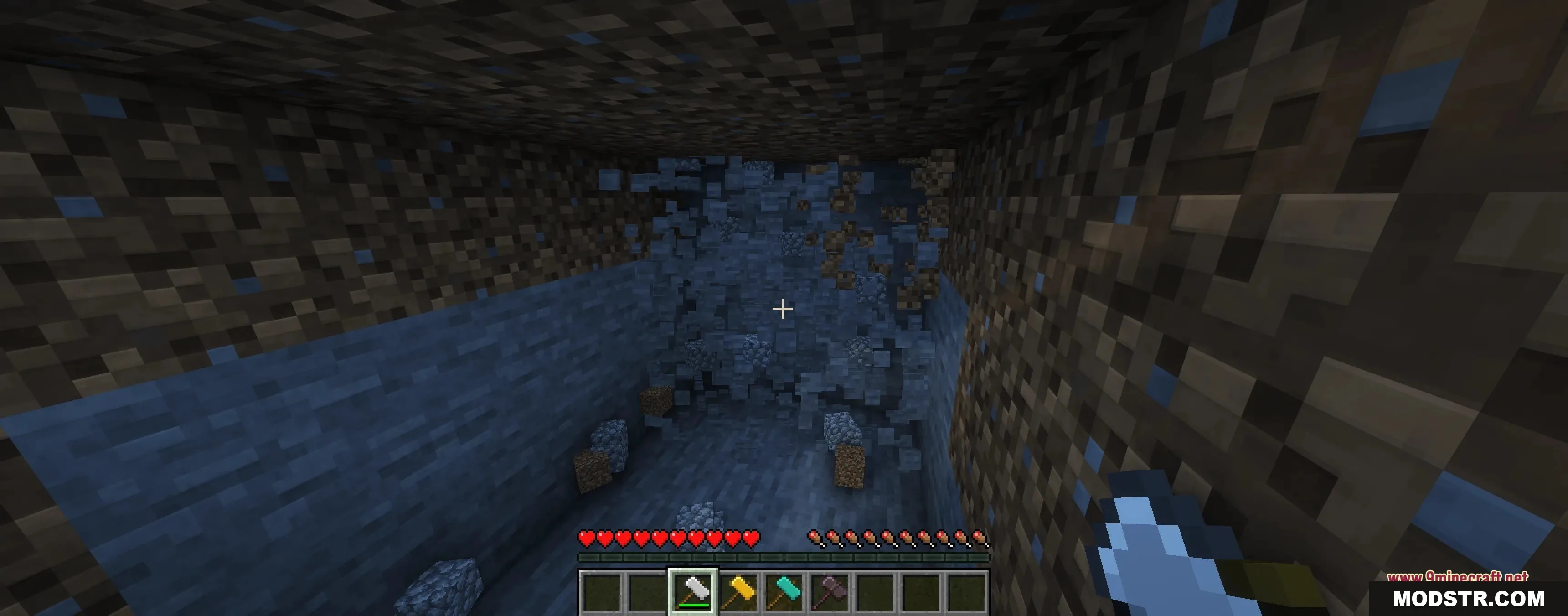 Tectonic Widebore Data Pack Screenshot 3 Player using a Tectonic Widebore hammer to clear a large tunnel area
