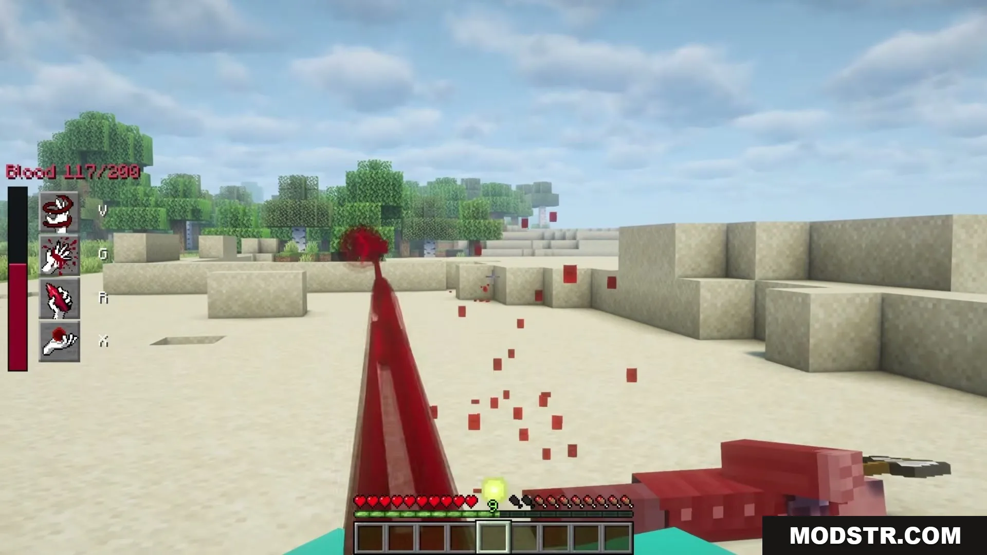The Boys Unbalanced Mod Screenshot 19 Player using blood manipulation powers in a desert first person view