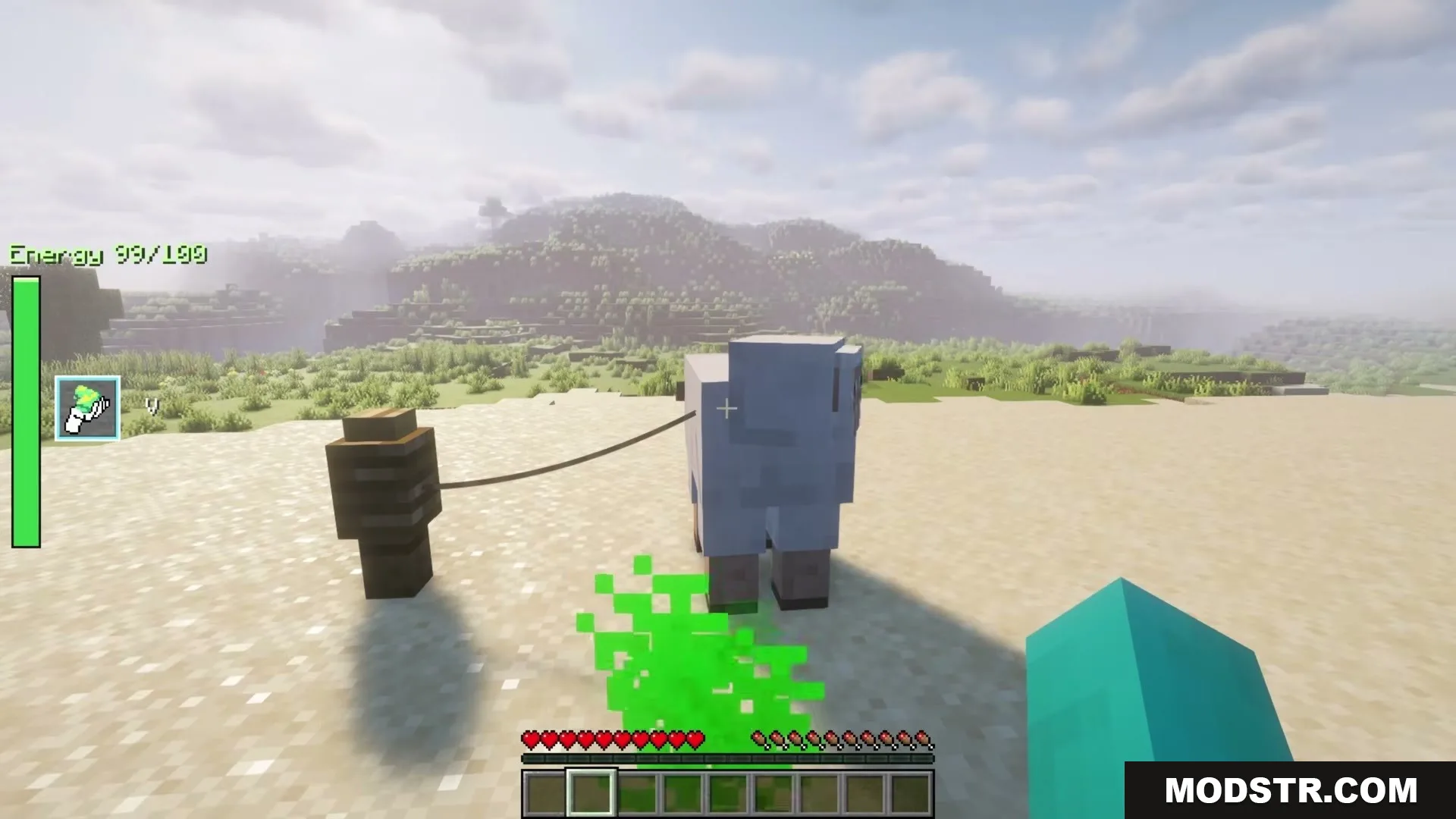 The Boys Unbalanced Mod Screenshot 13 Sheep tied to a post with green energy particles on the ground