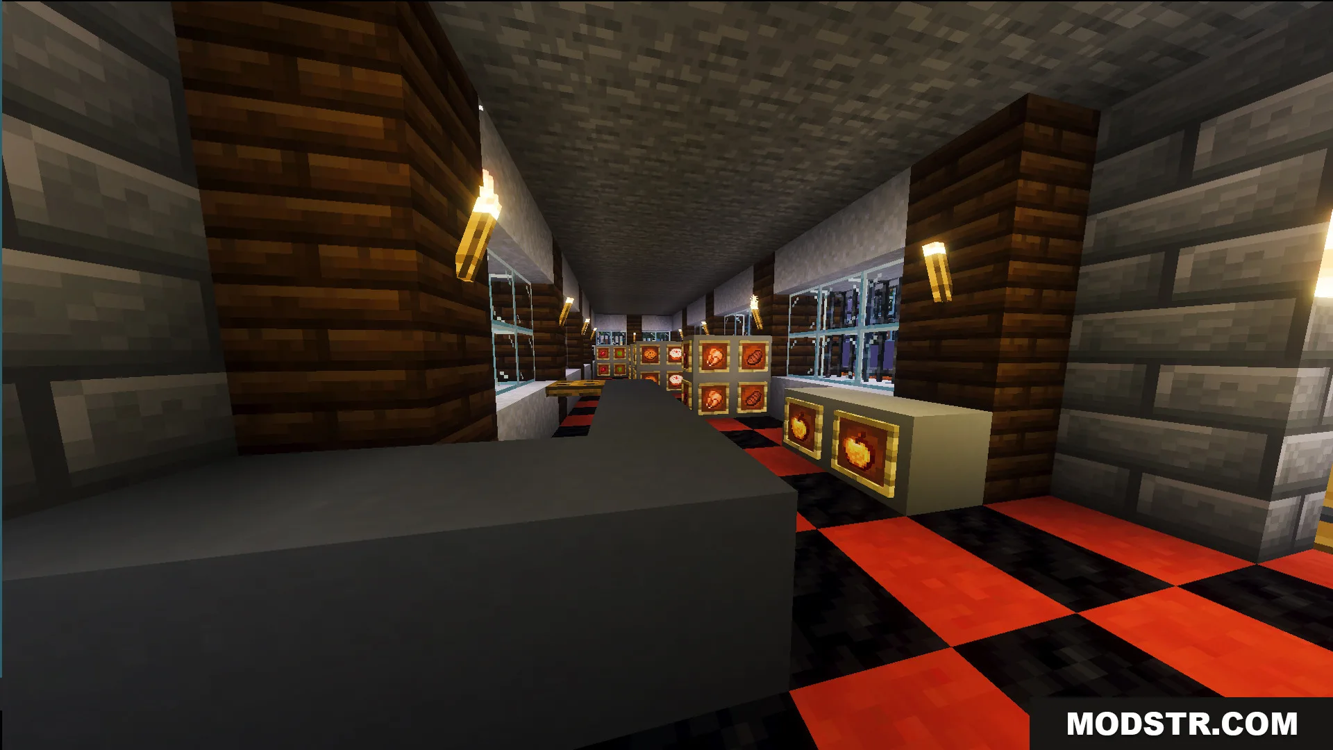 The Infinite City Map Screenshot 10 Interior of a grocery store with checkered floors and food in item frames