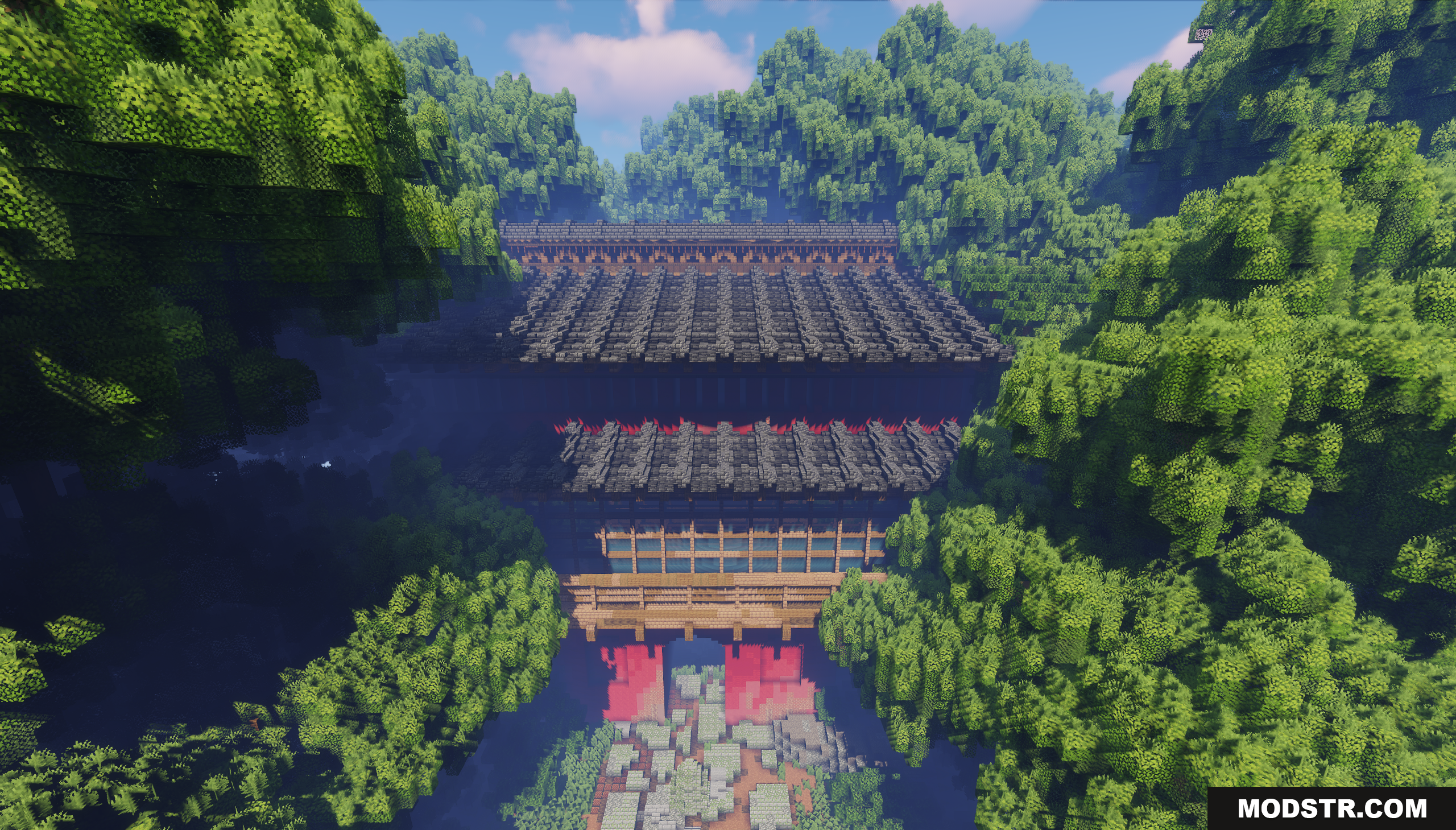 The Red Gate Map Screenshot 3 The Red Gate structure nestled within a dense green forest