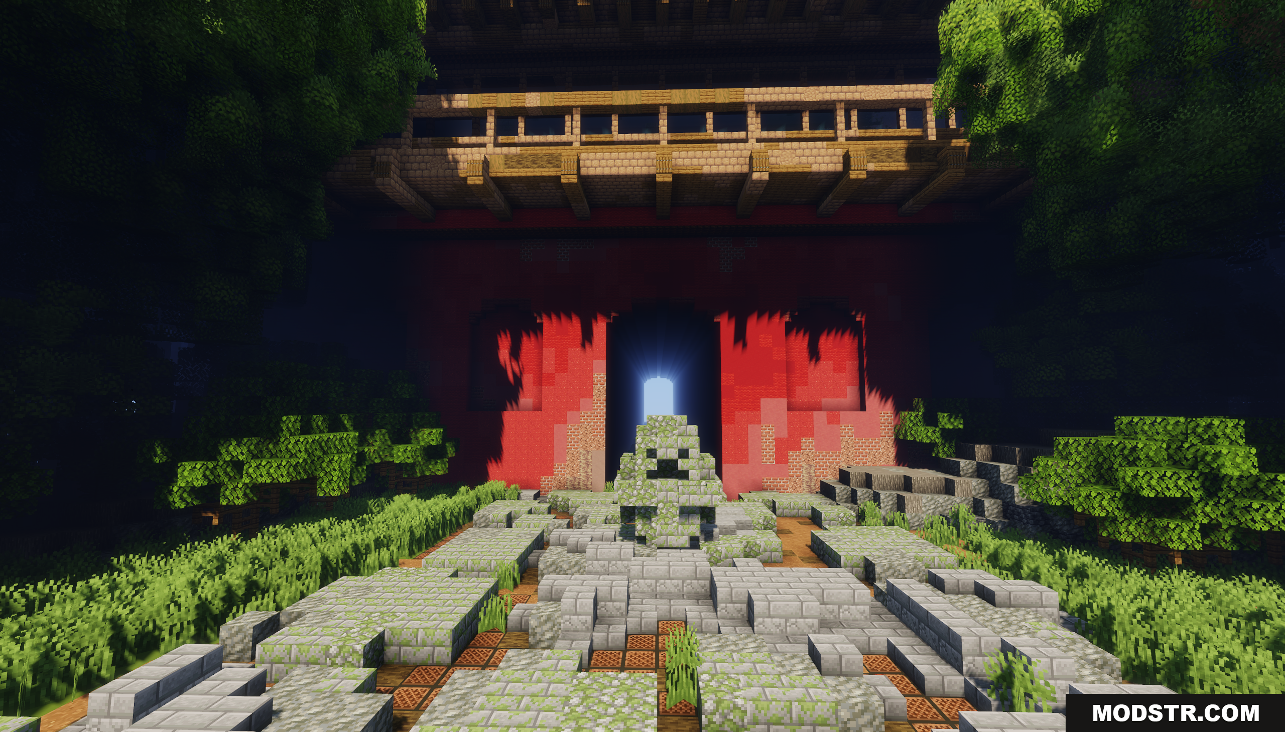 The Red Gate Map Screenshot 6 Stone creeper statue on a path before the red gate