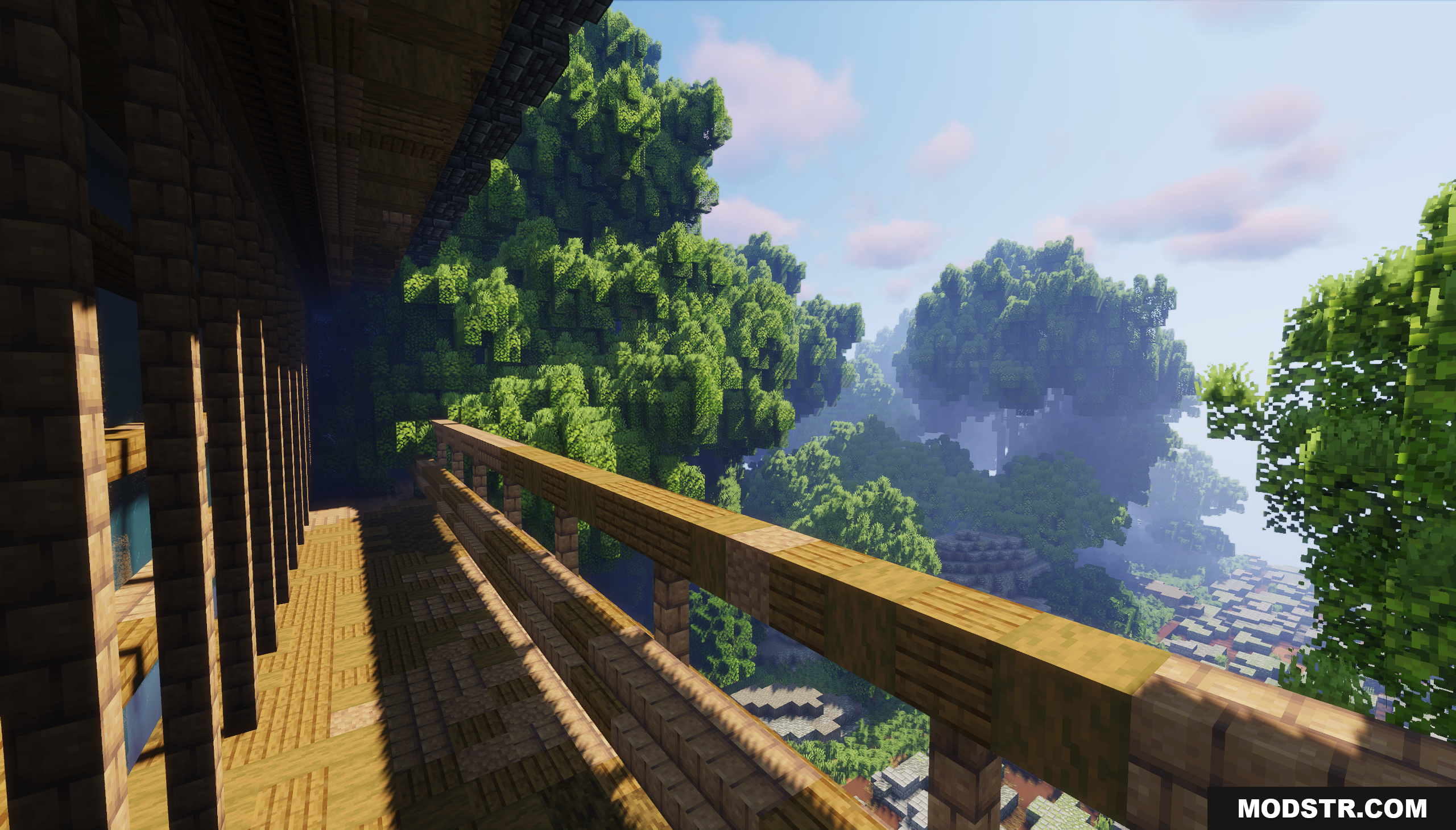 The Red Gate Map Screenshot 7 Wooden balcony overlooking a dense forest with large custom trees