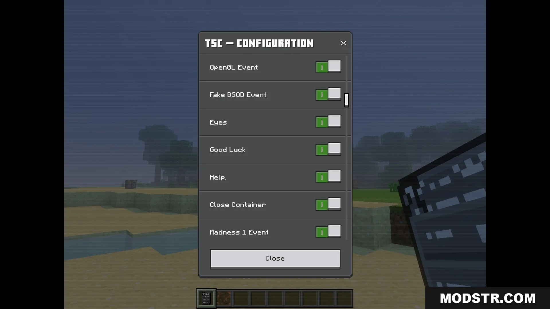 The Shattered Command Addon Screenshot 6 Configuration menu for The Shattered Command addon showing various event toggles