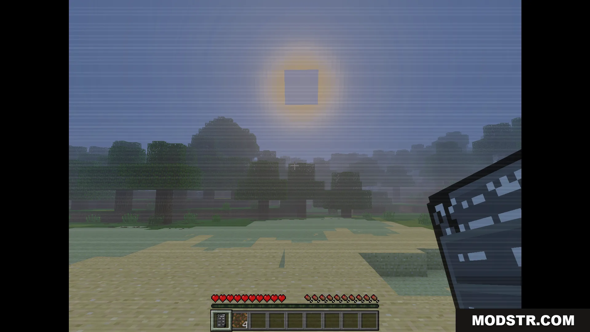 The Shattered Command Addon Screenshot 3 player holding a config item with a creepy vhs overlay on screen