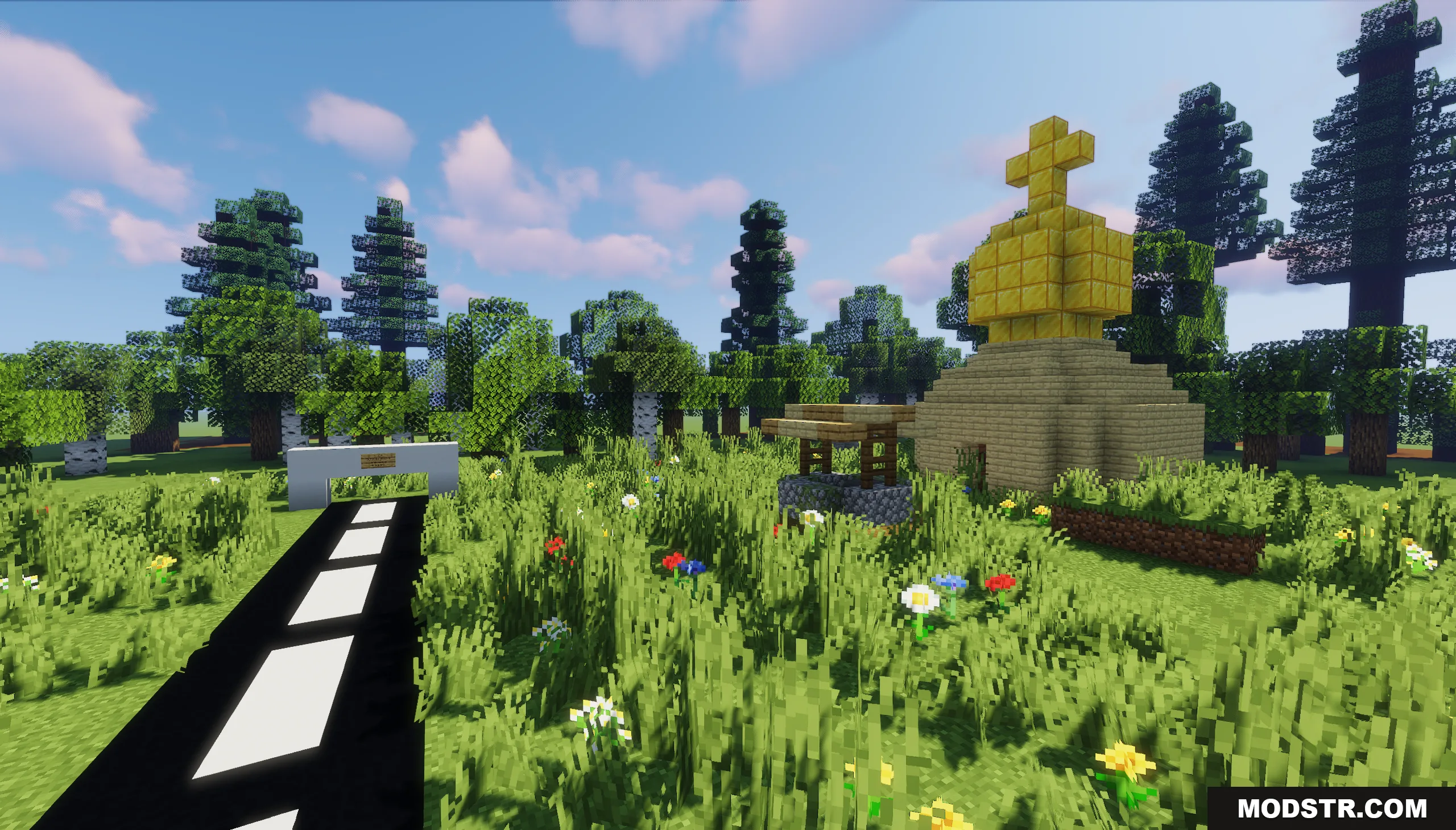 The Town of Mordovia Map Screenshot 10 A paved road leads past a stone well and a golden domed church