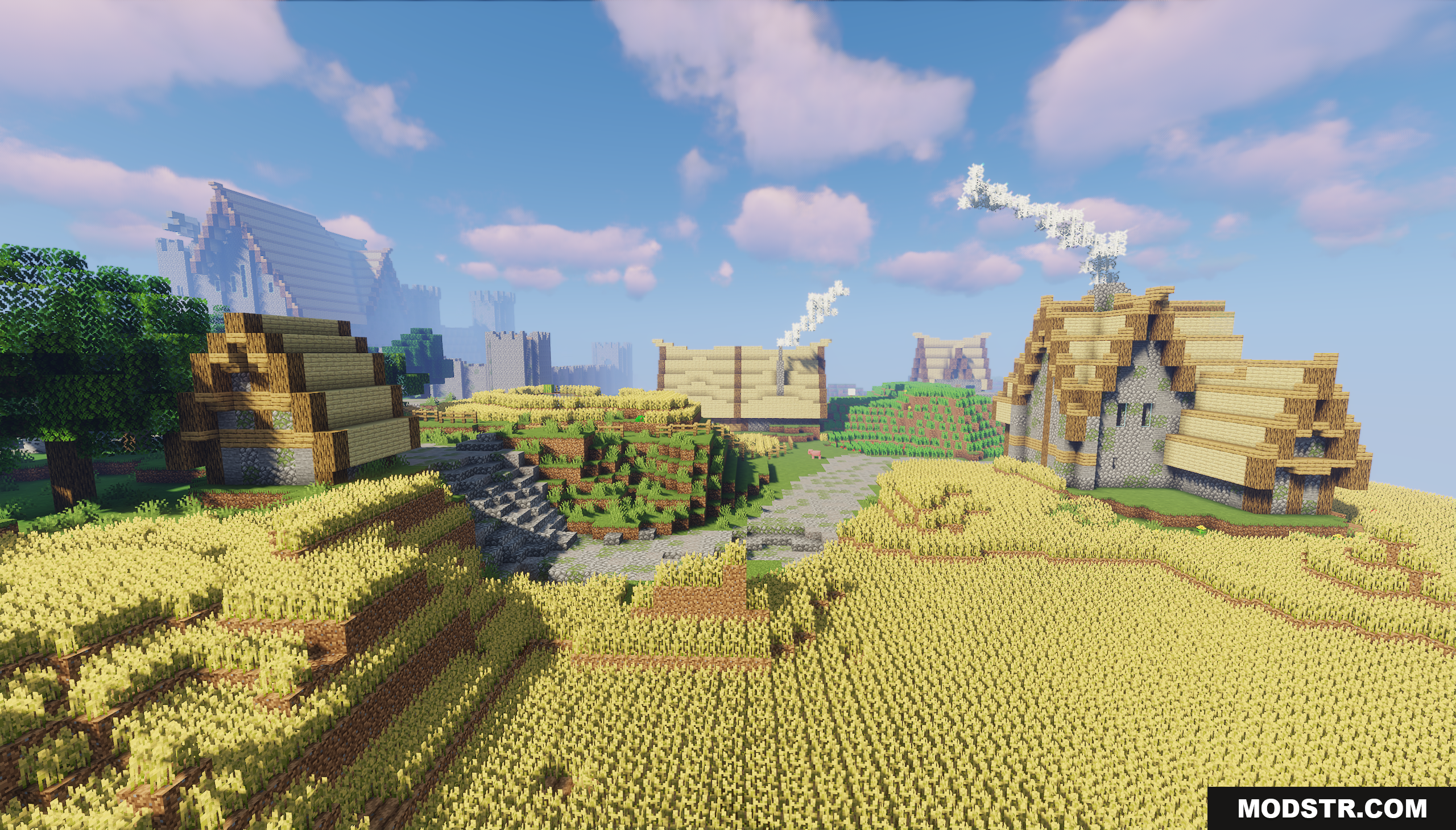 The Town of Rikdale Map Screenshot 9 A medieval village with houses and sprawling wheat fields