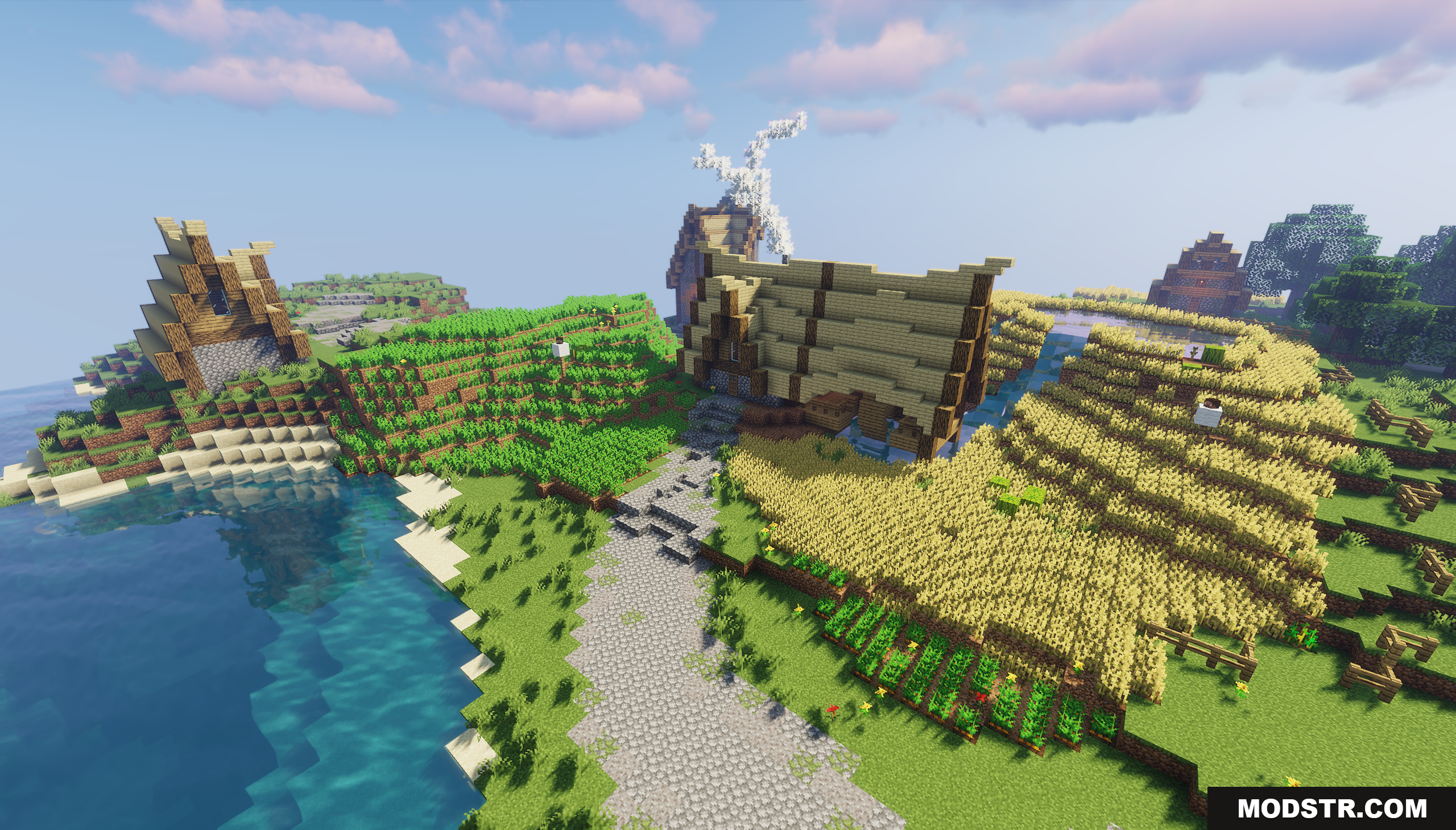 The Town of Rikdale Map Screenshot 7 Coastal farmland with a windmill and a small house
