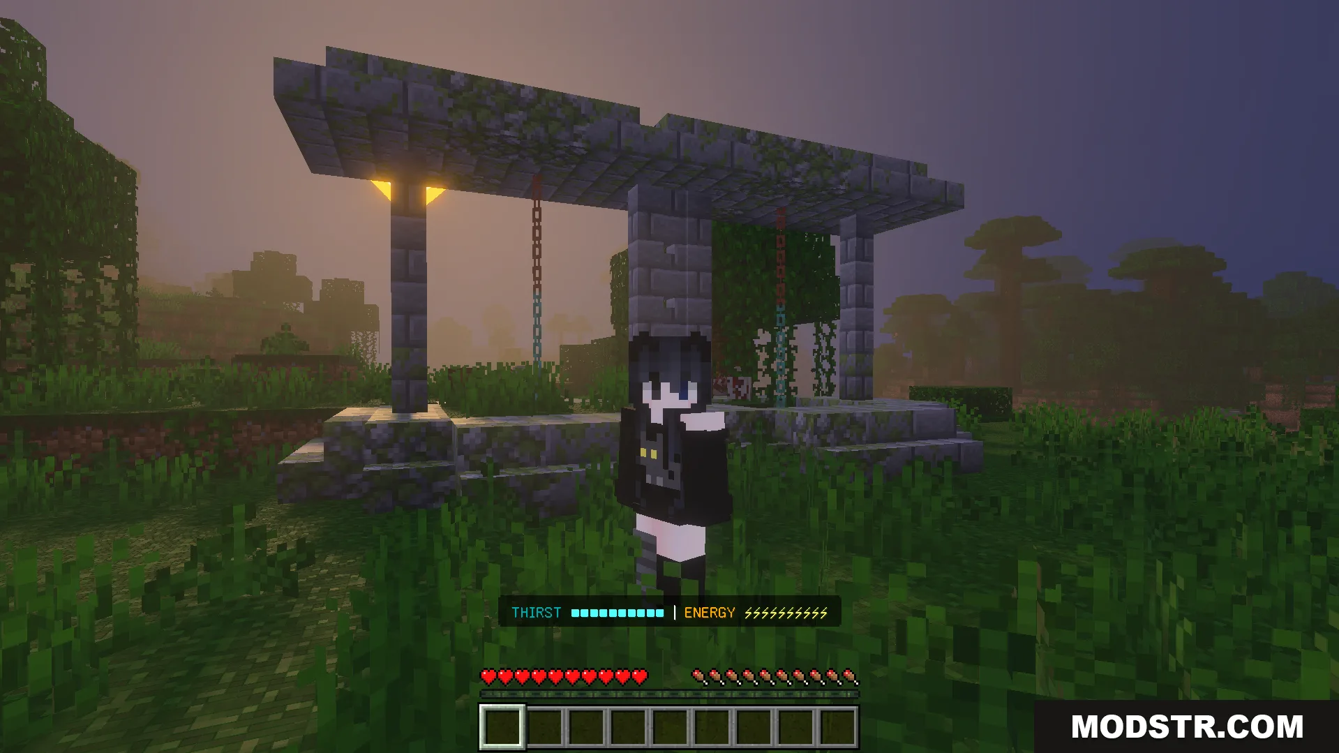 The Walking Zed Addon Screenshot 2 Exploring custom ruins with the new thirst and energy survival system active