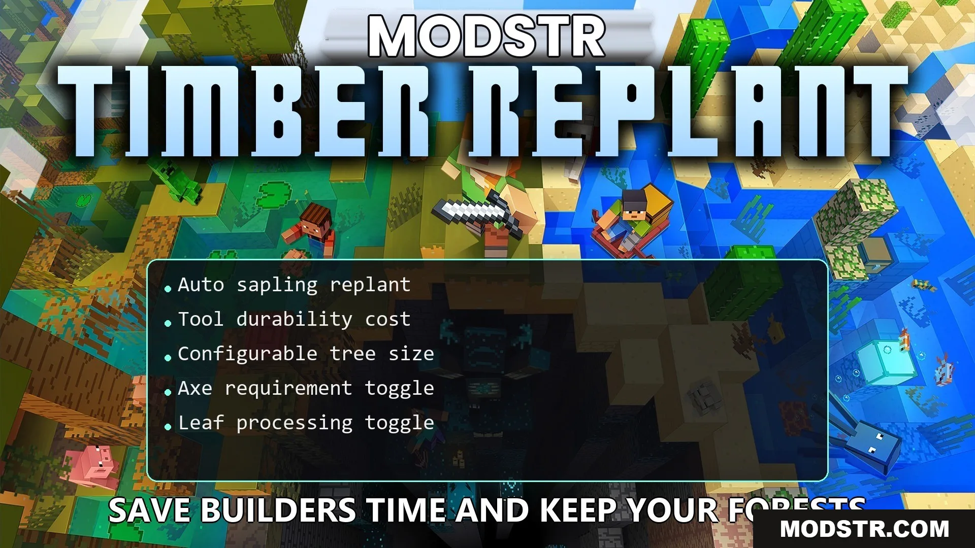 Timber Replant Plugin (26.2, 1.21.1) – Save Builders Time and Keep Your Forests cover art