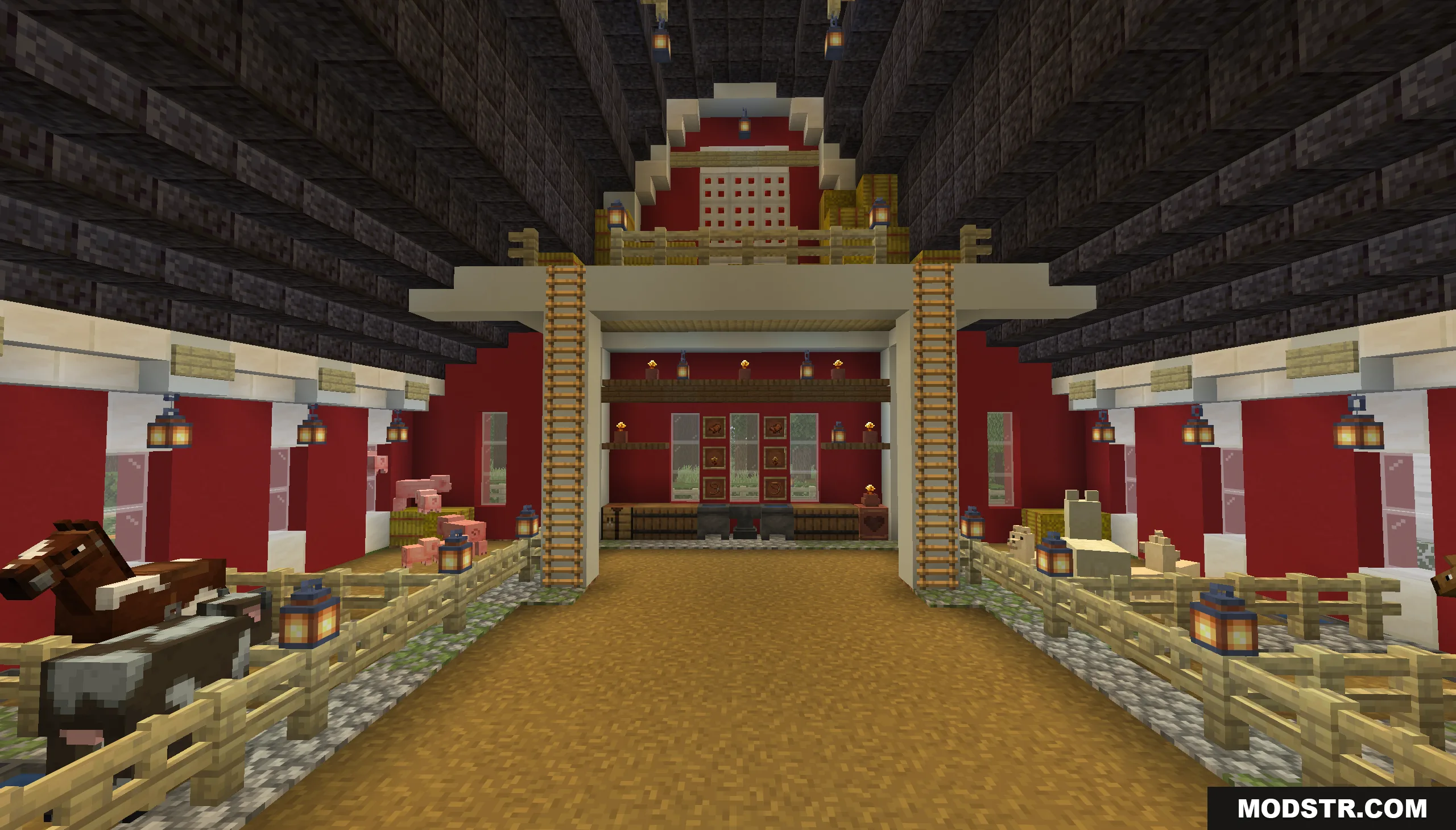 Tiny Takeover Farmstead Map Screenshot 8 Inside a large red barn with various animals kept in wooden pens
